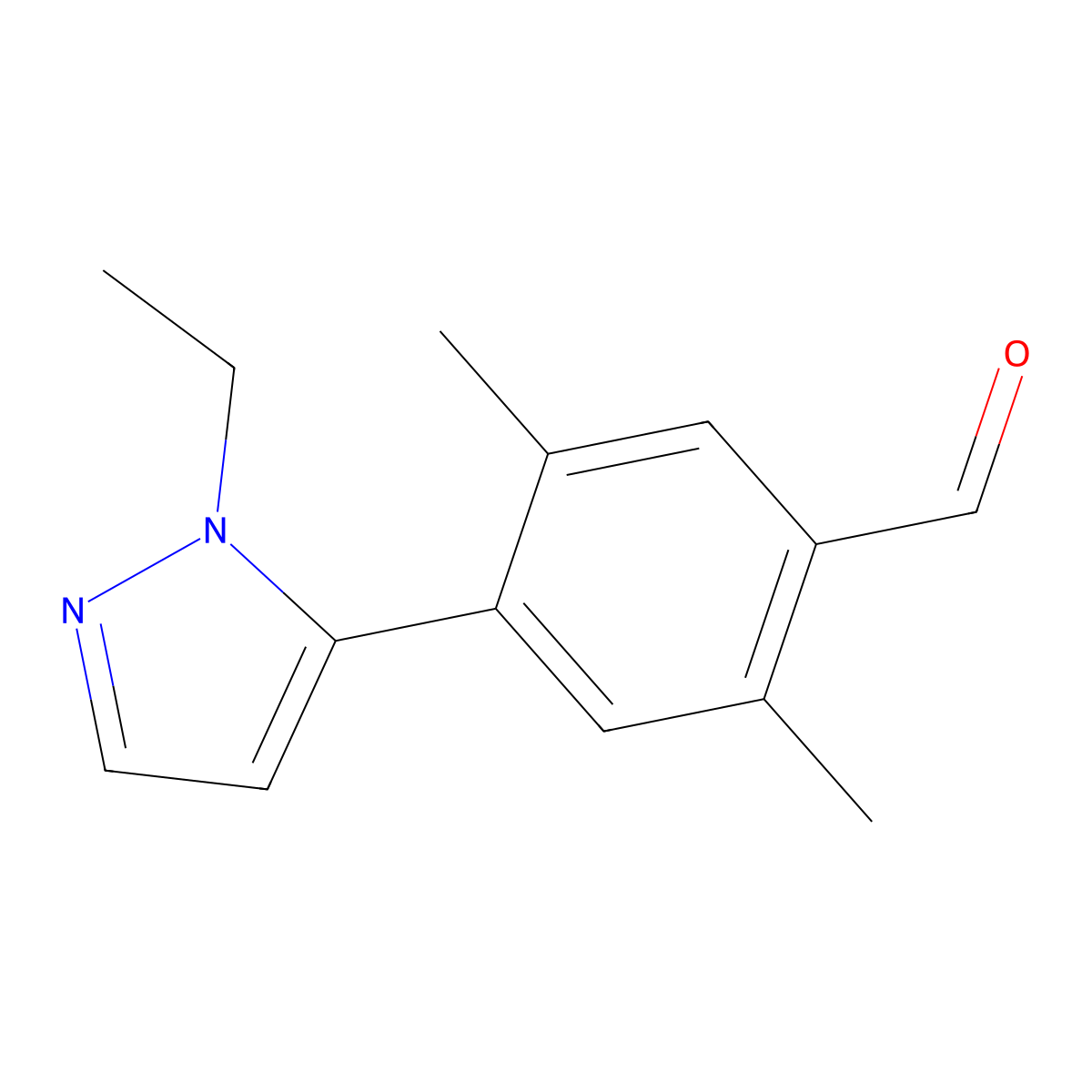 4-(1-ethyl-1H-pyrazol-5-yl)-2,5-dimethylbenzaldehyde molecular structure, CAS 2138165-00-9