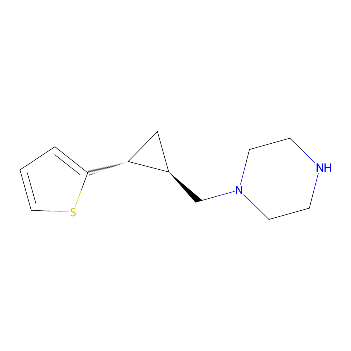 rac-1-{[(1R,2R)-2-(thiophen-2-yl)cyclopropyl]methyl}piperazine molecular structure, CAS 2138165-36-1