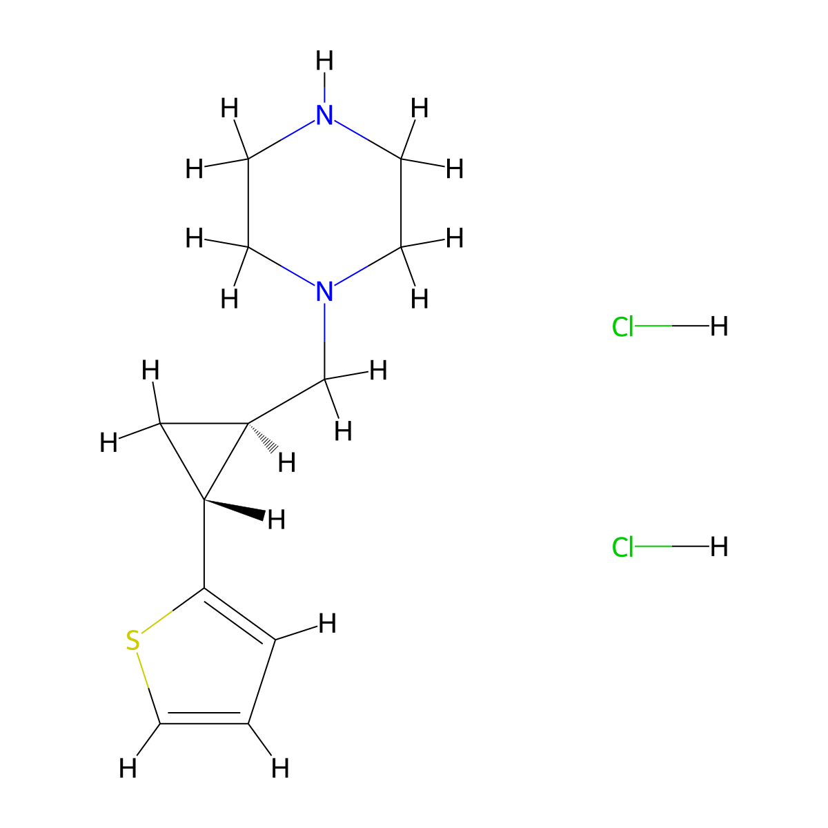 1-[[(1R,2R)-2-Thiophen-2-ylcyclopropyl]methyl]piperazine;dihydrochloride molecular structure, CAS 2138165-37-2