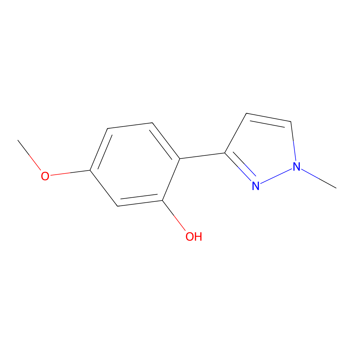 5-methoxy-2-(1-methyl-1H-pyrazol-3-yl)phenol molecular structure, CAS 2138166-13-7