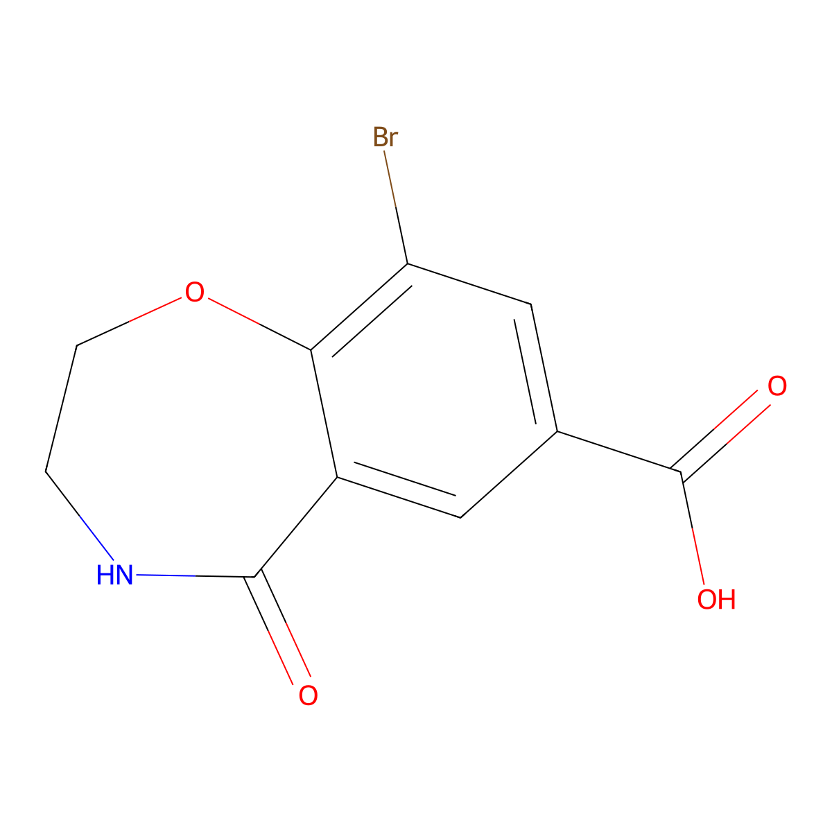 9-Bromo-5-oxo-2,3,4,5-tetrahydro-1,4-benzoxazepine-7-carboxylic acid molecular structure, CAS 2138166-16-0
