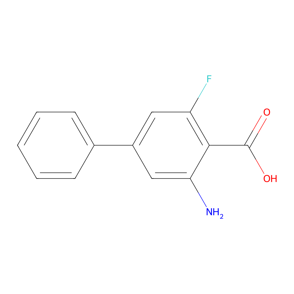 2-Amino-6-fluoro-4-phenylbenzoic acid molecular structure, CAS 2138167-13-0