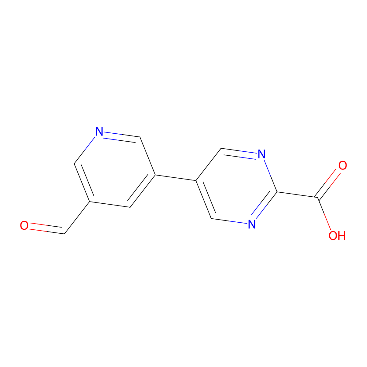 5-(5-Formylpyridin-3-yl)pyrimidine-2-carboxylic acid molecular structure, CAS 2138167-15-2