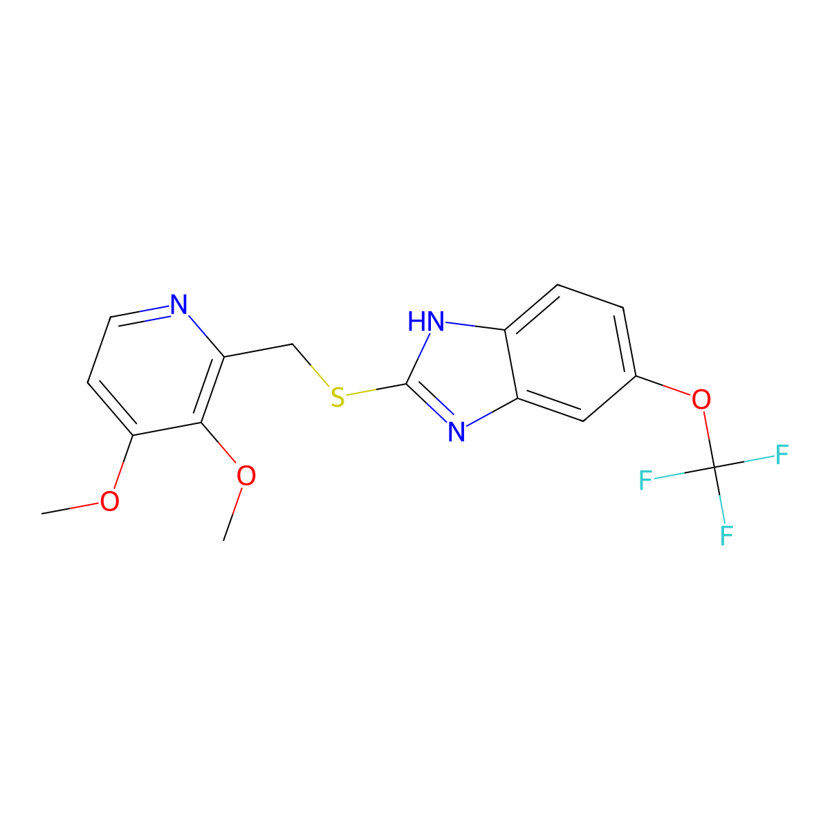 2-{[(3,4-dimethoxypyridin-2-yl)methyl]sulfanyl}-5-(trifluoromethoxy)-1H-1,3-benzodiazole molecular structure, CAS 2138167-60-7