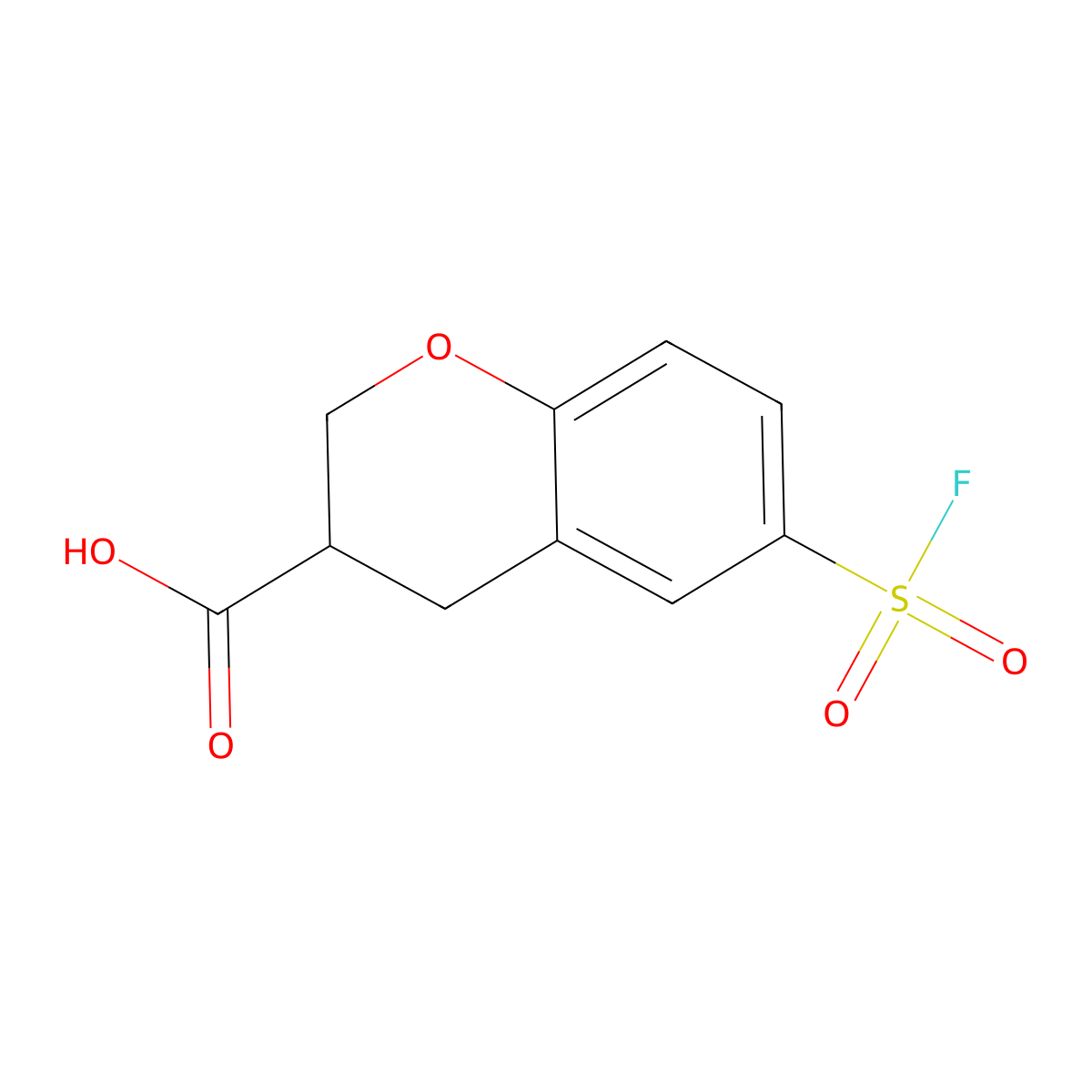 6-(fluorosulfonyl)-3,4-dihydro-2H-1-benzopyran-3-carboxylic acid molecular structure, CAS 2138167-67-4