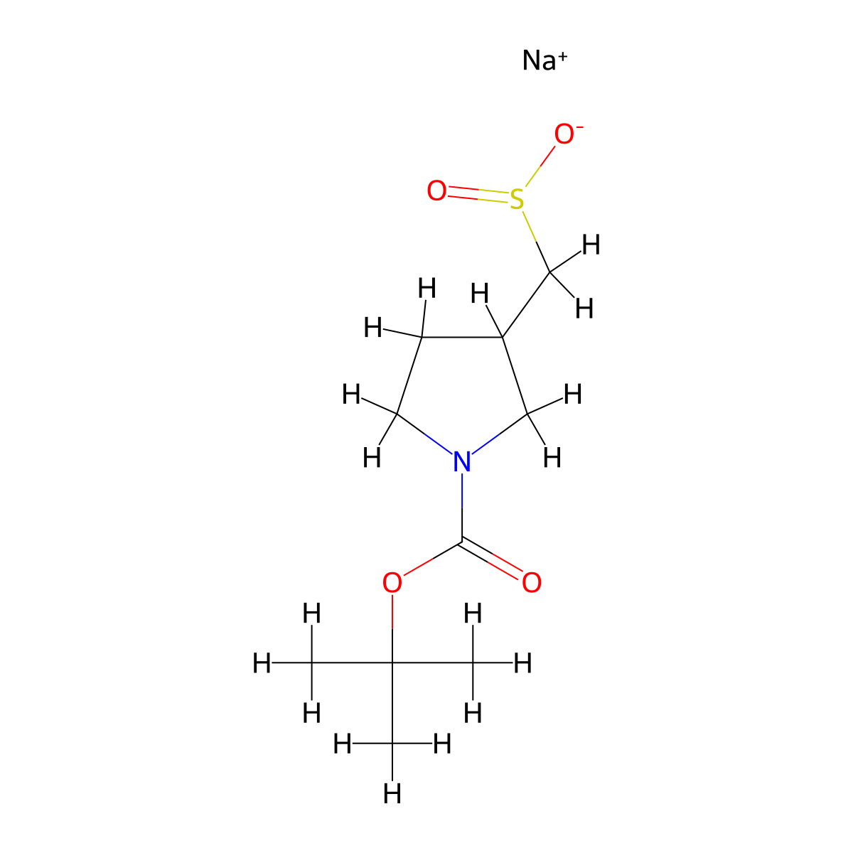 Sodium (1-((tert-butoxy)carbonyl)pyrrolidin-3-yl)methanesulfinate molecular structure, CAS 2138167-83-4