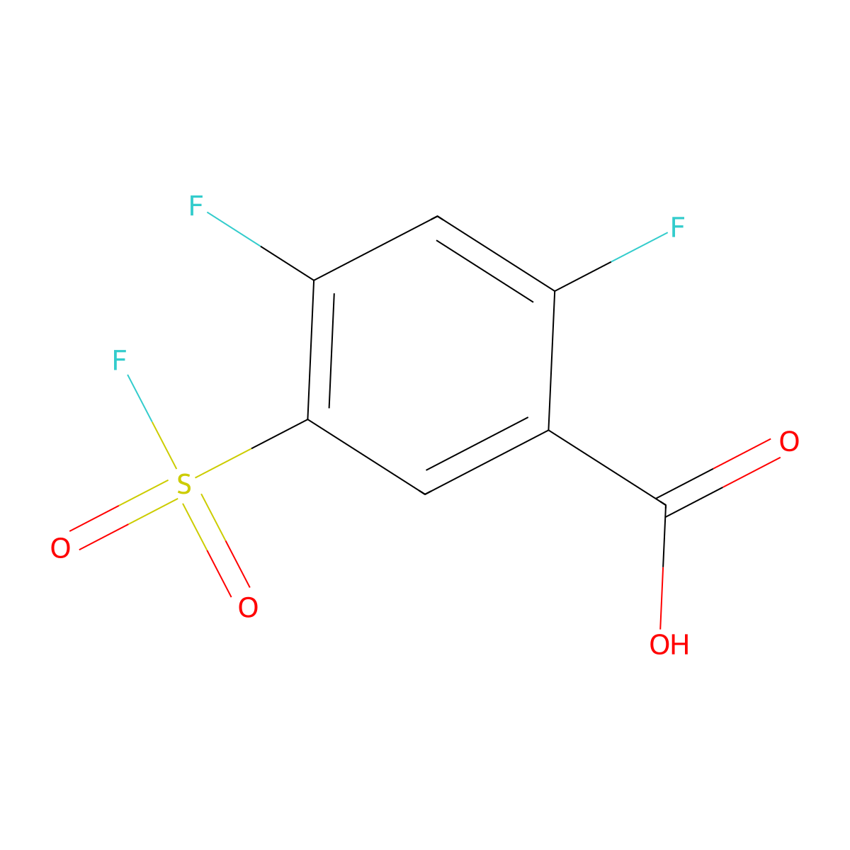 2,4-Difluoro-5-(fluorosulfonyl)benzoic acid molecular structure, CAS 2138167-86-7