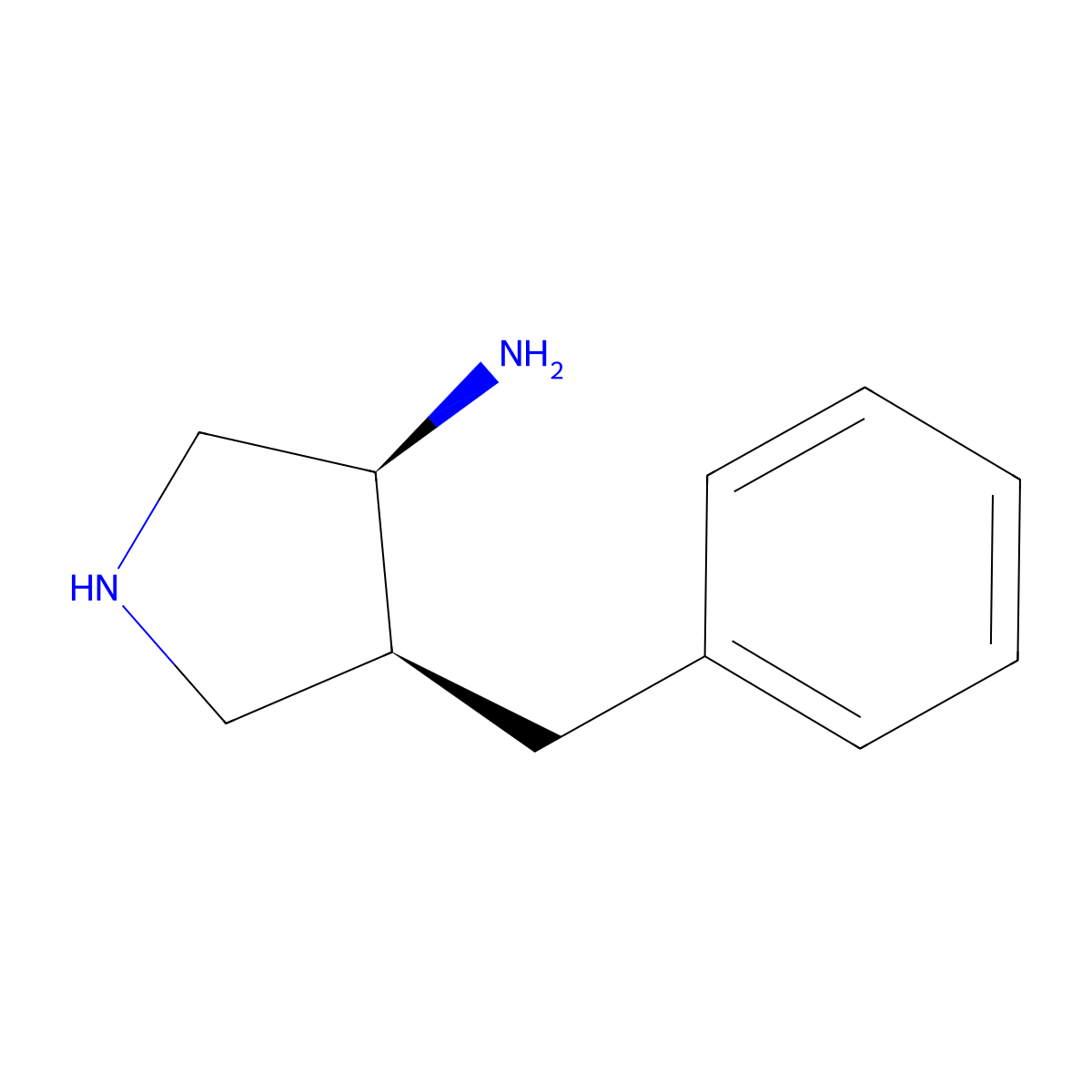 rac-(3R,4R)-4-benzylpyrrolidin-3-amine molecular structure, CAS 2138168-20-2