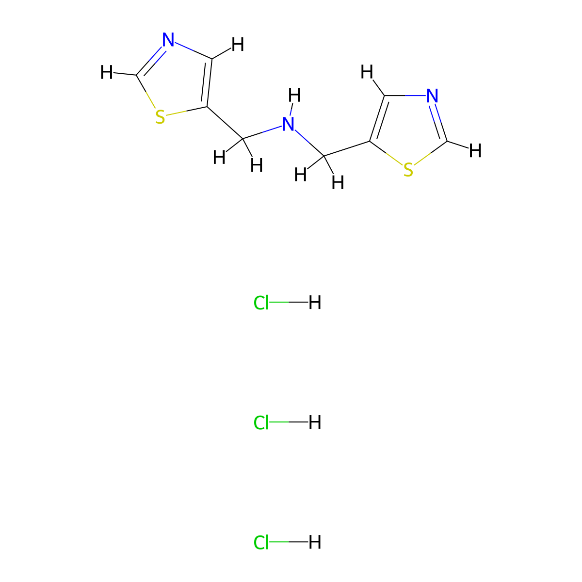 Bis((1,3-thiazol-5-yl)methyl)amine trihydrochloride molecular structure, CAS 2138169-09-0