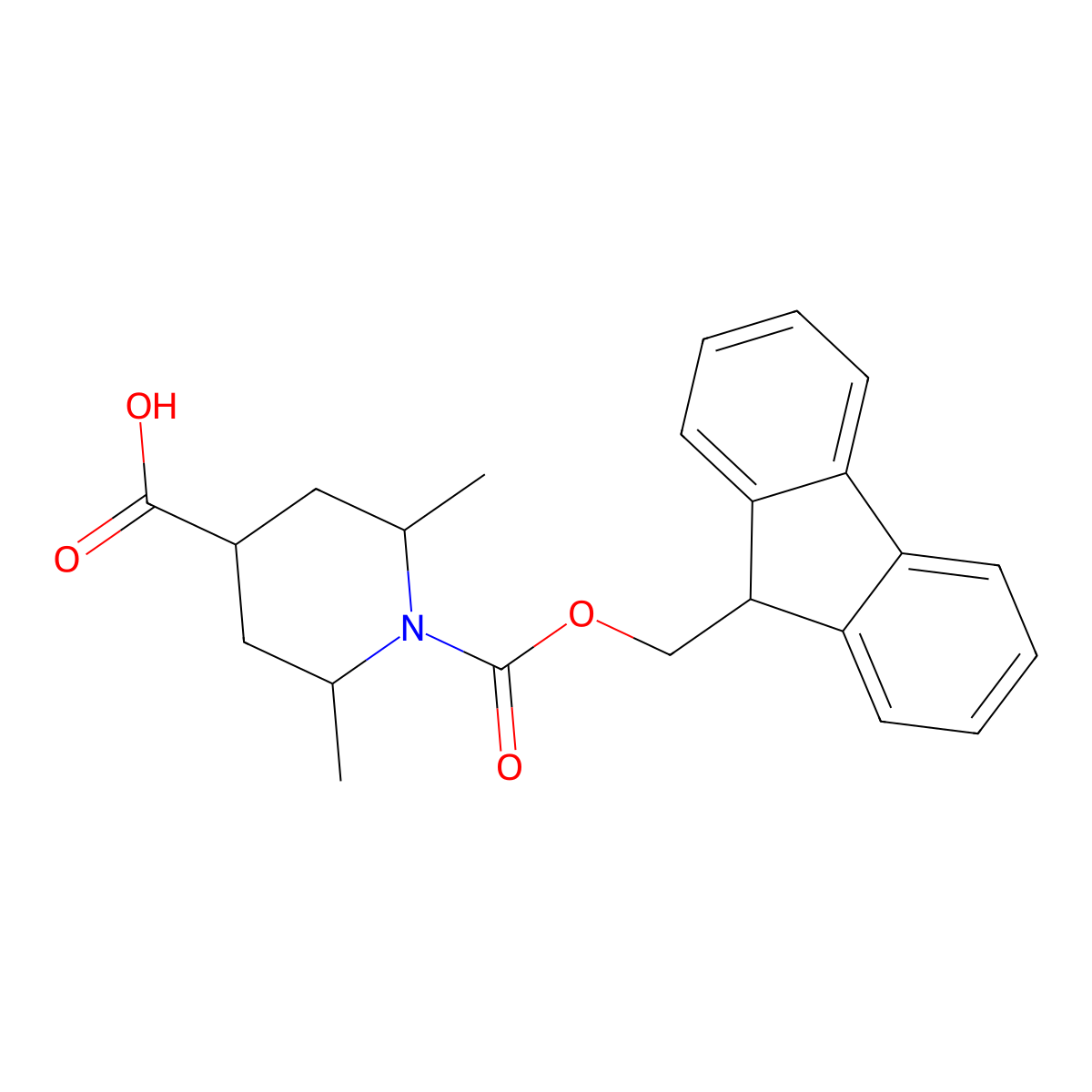 rac-(2R,4r,6S)-1-(((9H-fluoren-9-yl)methoxy)carbonyl)-2,6-dimethylpiperidine-4-carboxylic acid molecular structure, CAS 2138169-22-7