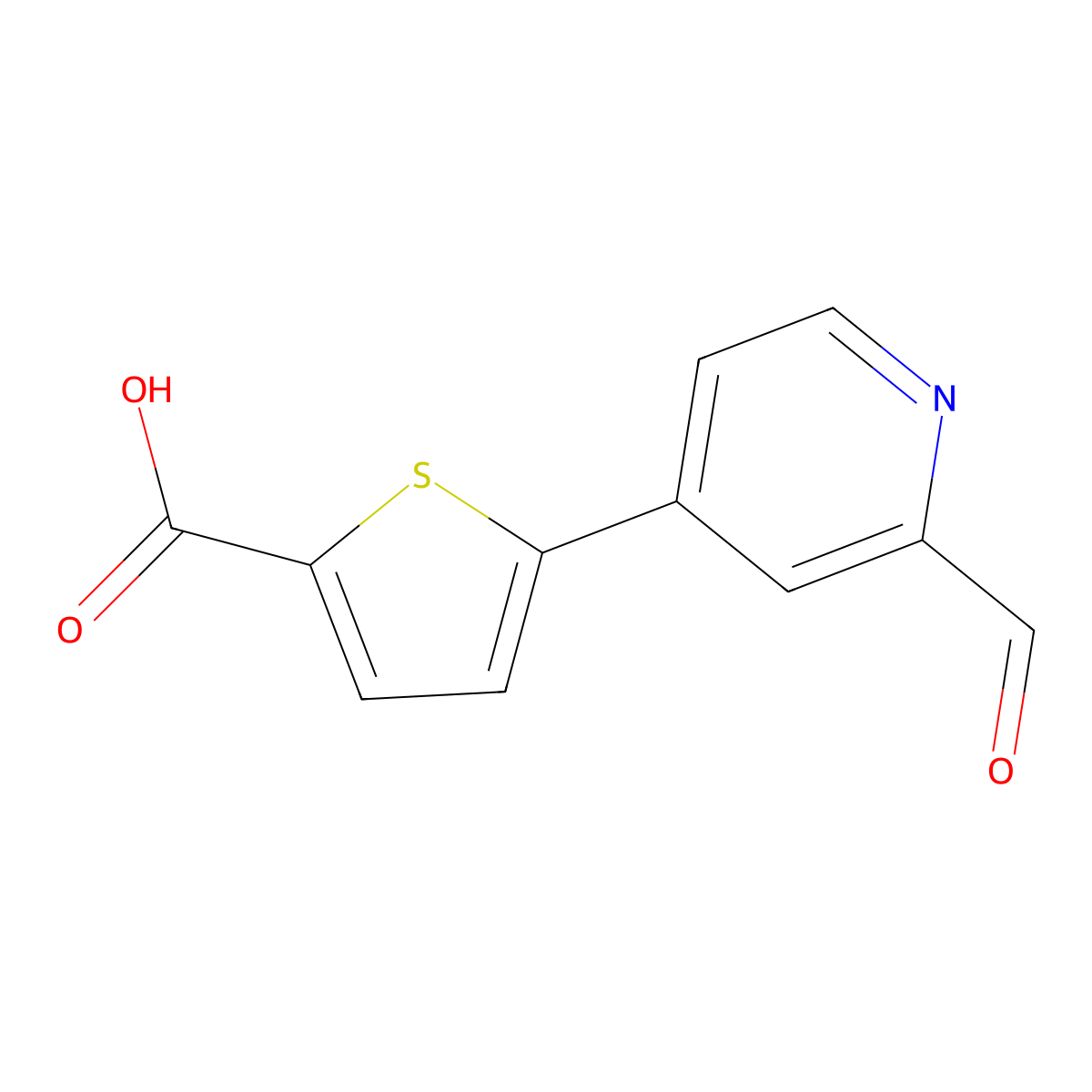 5-(2-Formylpyridin-4-yl)thiophene-2-carboxylic acid molecular structure, CAS 2138169-45-4