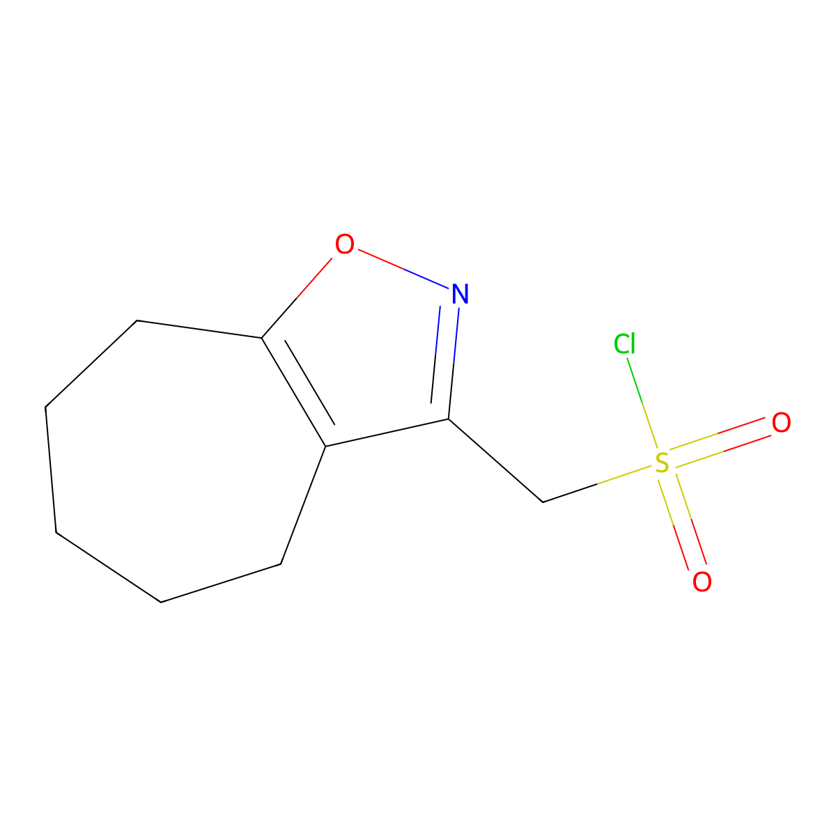 {4H,5H,6H,7H,8H-cyclohepta[d][1,2]oxazol-3-yl}methanesulfonyl chloride molecular structure, CAS 2138169-55-6