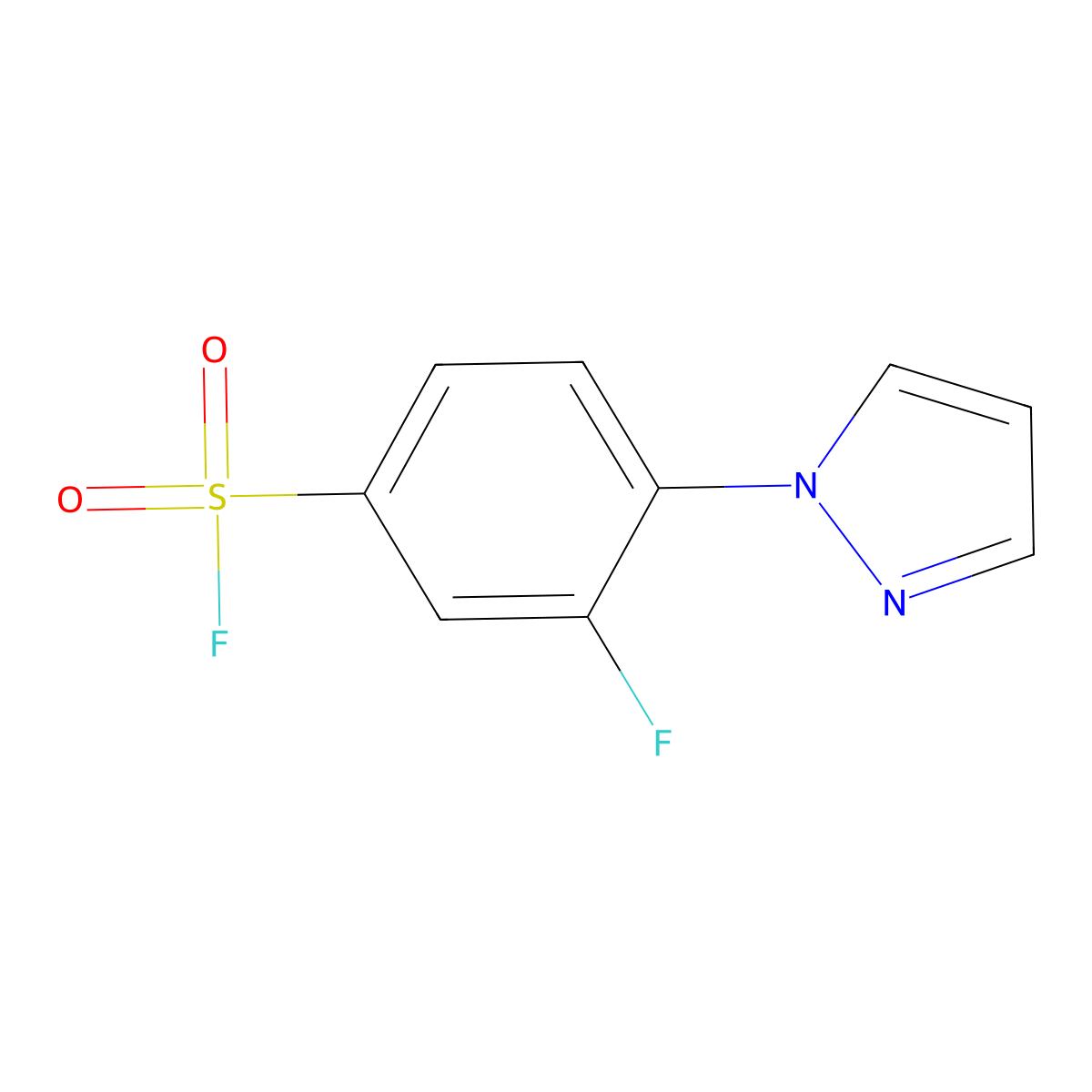 3-fluoro-4-(1H-pyrazol-1-yl)benzene-1-sulfonyl fluoride molecular structure, CAS 2138171-04-5