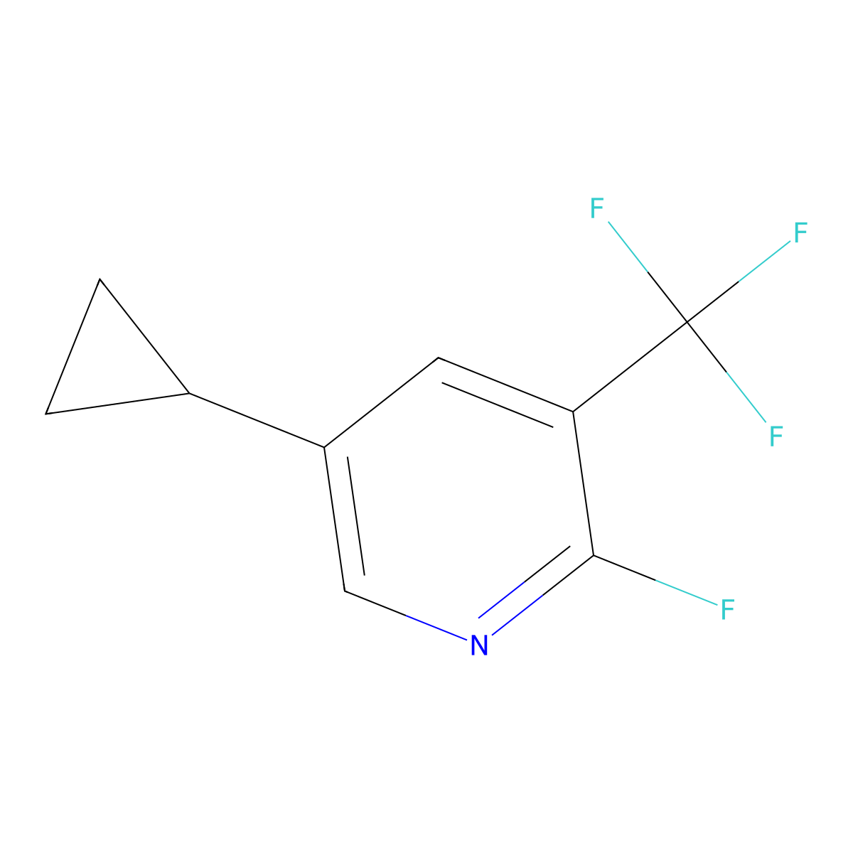 5-Cyclopropyl-2-fluoro-3-(trifluoromethyl)pyridine molecular structure, CAS 2138171-56-7