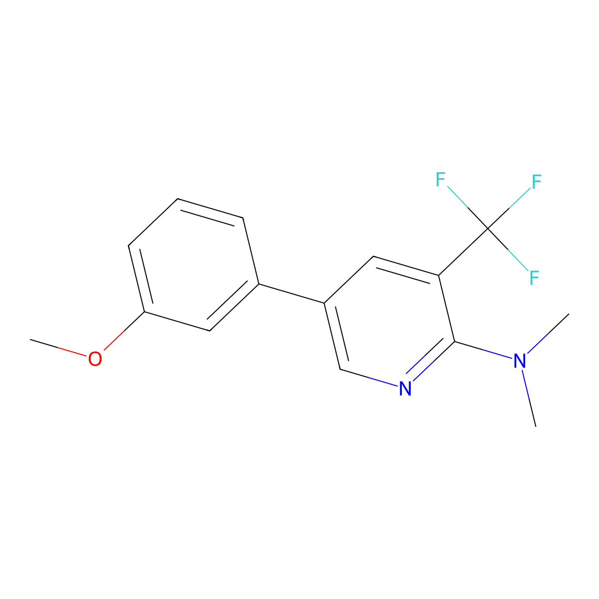 5-(3-methoxyphenyl)-N,N-dimethyl-3-(trifluoromethyl)pyridin-2-amine molecular structure, CAS 2138171-59-0
