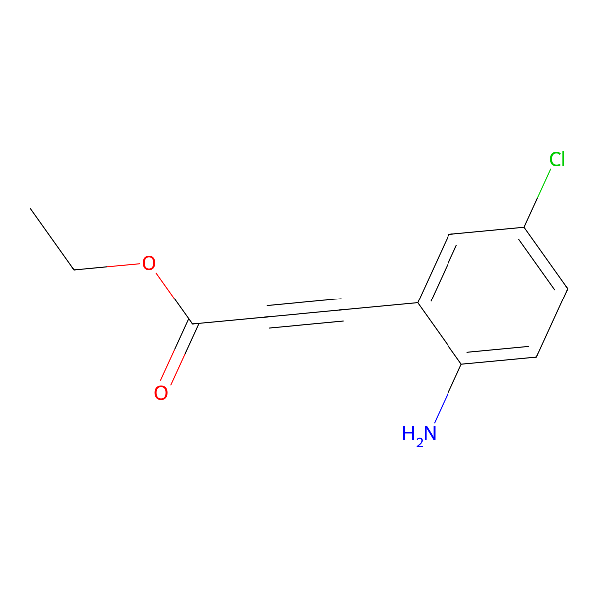 Ethyl 3-(2-amino-5-chlorophenyl)prop-2-ynoate molecular structure, CAS 2138171-94-3
