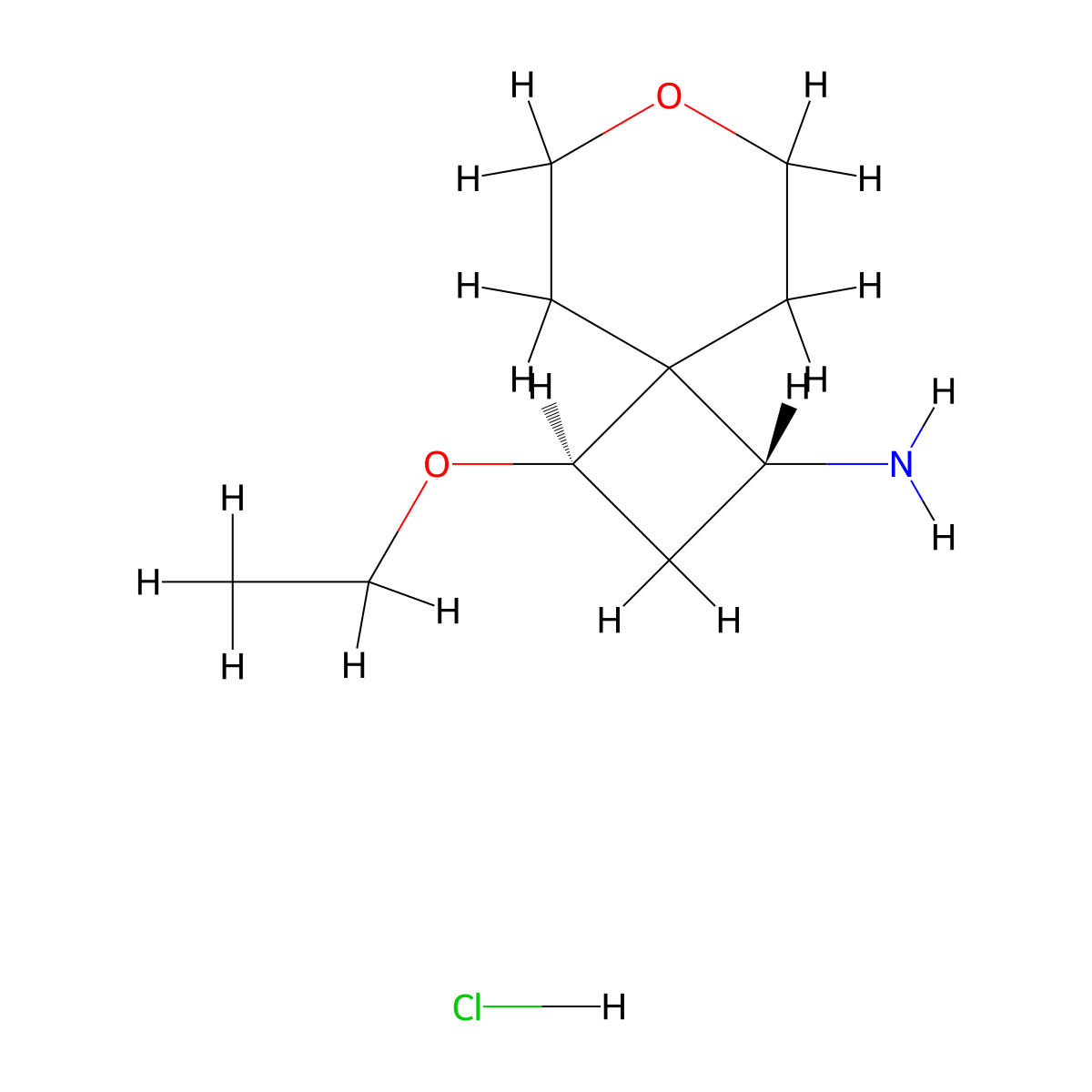 (1R,3R)-3-Ethoxy-7-oxaspiro[3.5]nonan-1-amine;hydrochloride molecular structure, CAS 2138172-06-0