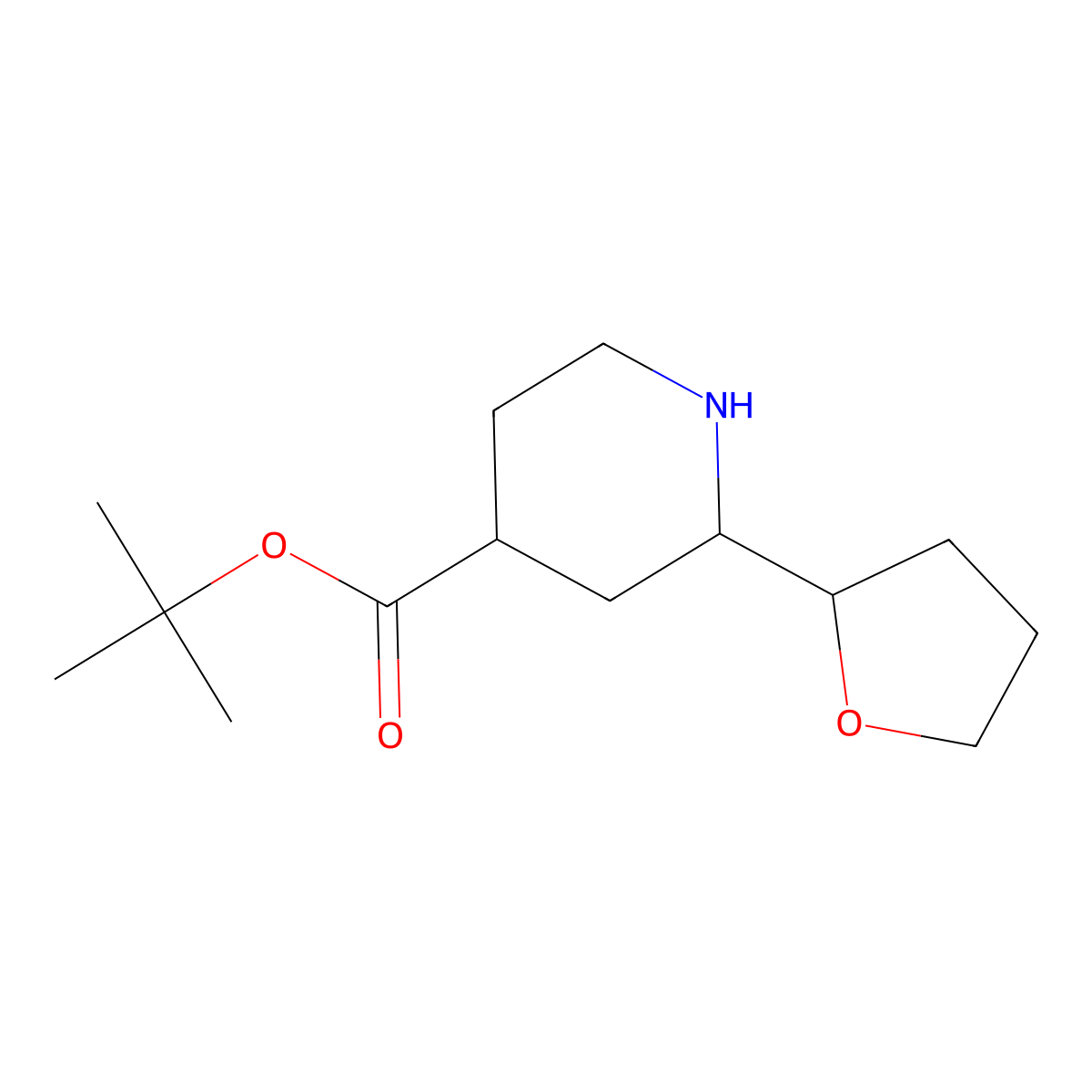 Tert-butyl 2-(oxolan-2-yl)piperidine-4-carboxylate molecular structure, CAS 2138172-56-0