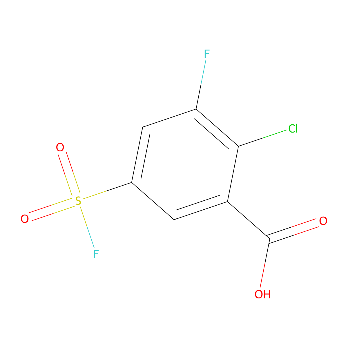 2-Chloro-3-fluoro-5-(fluorosulfonyl)benzoic acid molecular structure, CAS 2138172-81-1