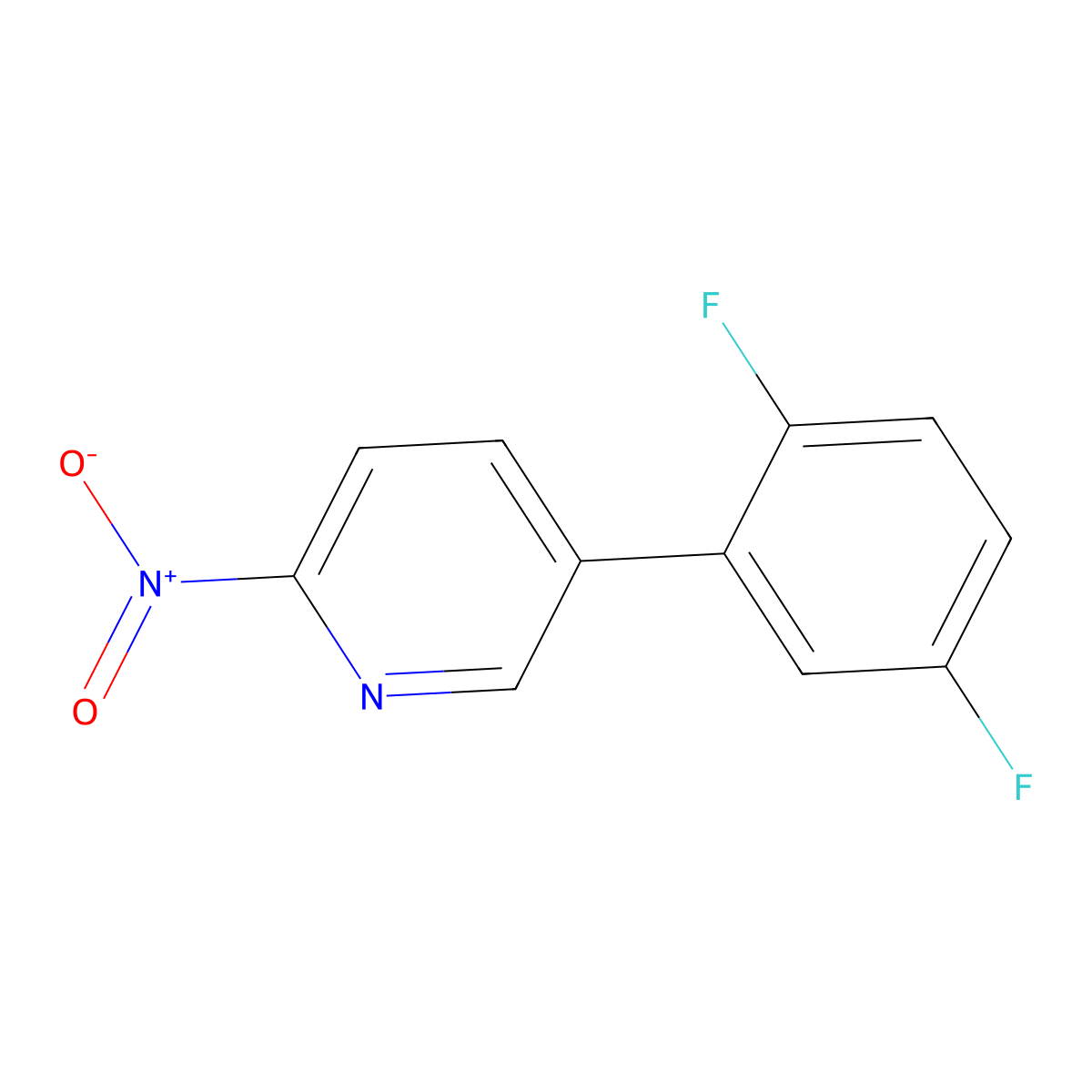 5-(2,5-Difluorophenyl)-2-nitropyridine molecular structure, CAS 2138173-33-6