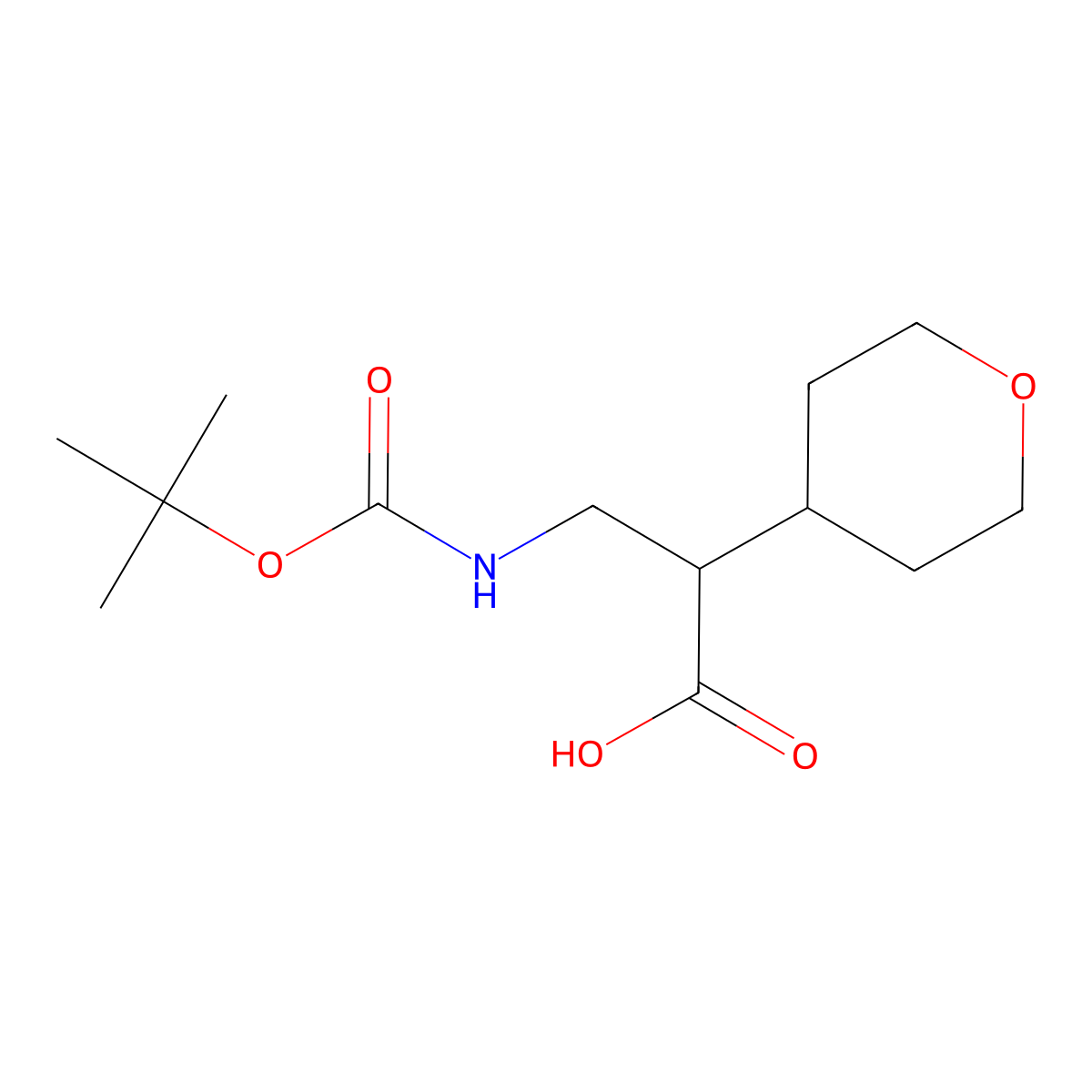 3-{[(Tert-butoxy)carbonyl]amino}-2-(oxan-4-yl)propanoic acid molecular structure, CAS 2138174-62-4