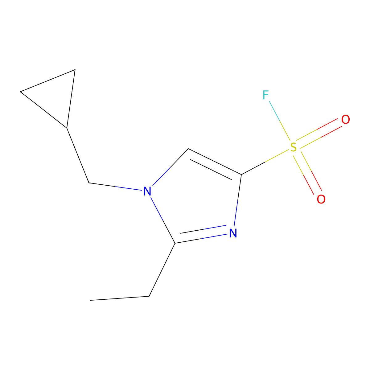 1-(cyclopropylmethyl)-2-ethyl-1H-imidazole-4-sulfonyl fluoride molecular structure, CAS 2138174-77-1