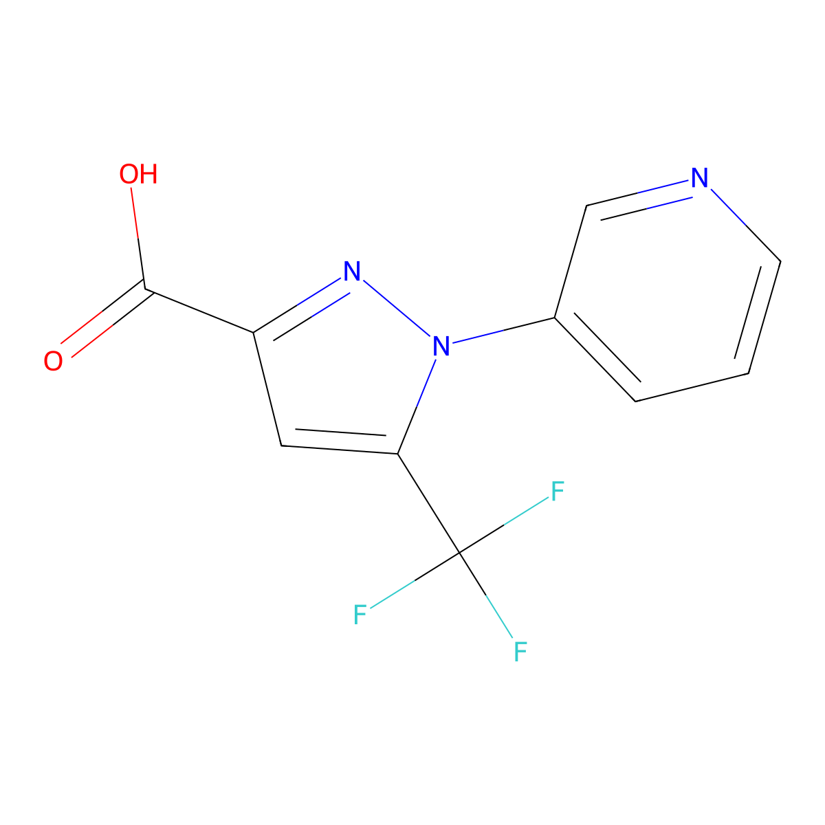 1-(Pyridin-3-yl)-5-(trifluoromethyl)-1H-pyrazole-3-carboxylic acid molecular structure, CAS 2138176-43-7