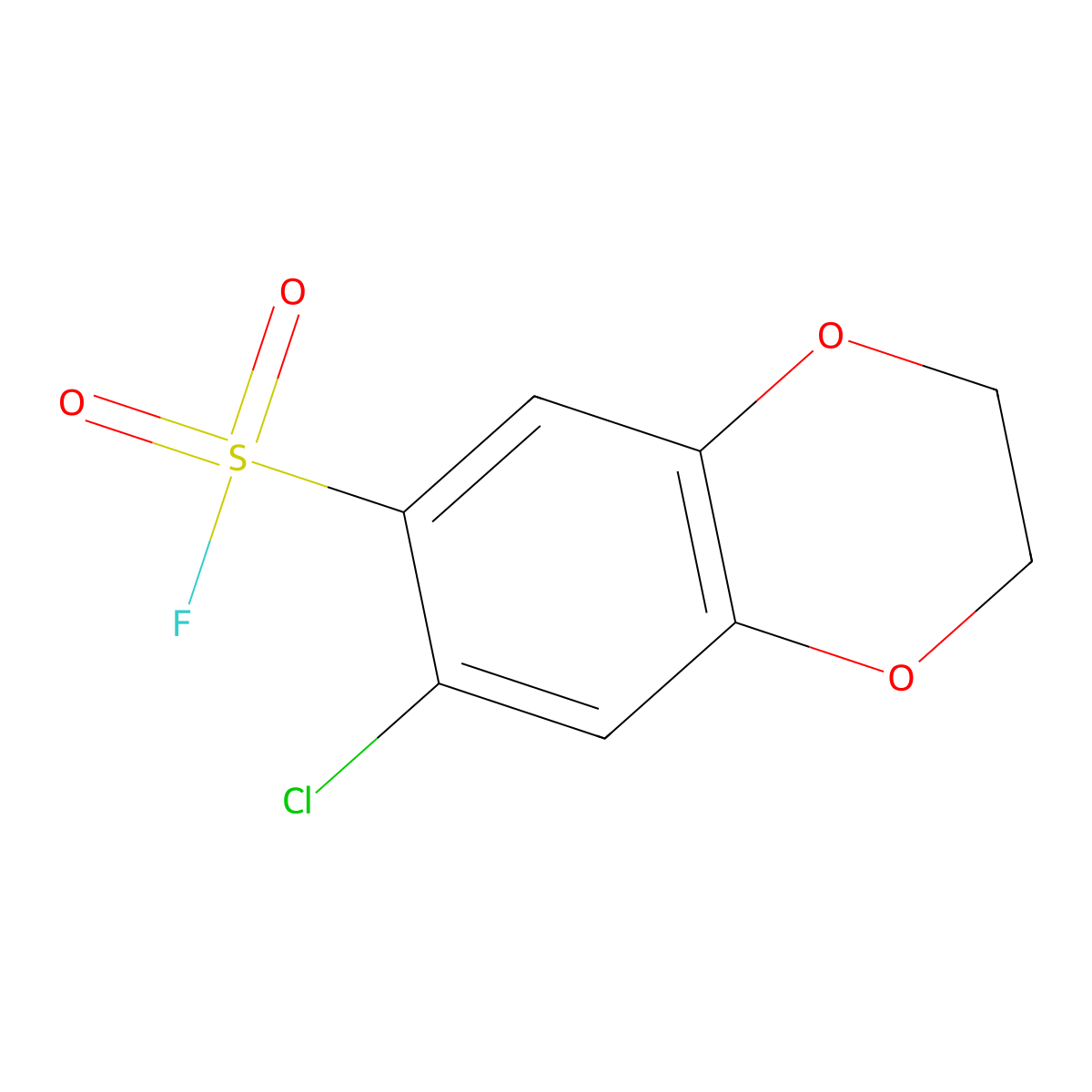 7-Chloro-2,3-dihydro-1,4-benzodioxine-6-sulfonyl fluoride molecular structure, CAS 2138177-21-4