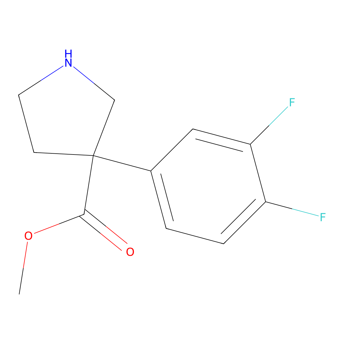 Methyl 3-(3,4-difluorophenyl)pyrrolidine-3-carboxylate molecular structure, CAS 2138177-66-7