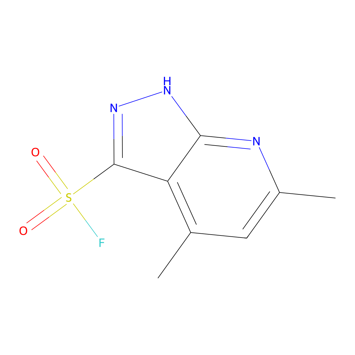 4,6-dimethyl-1H-pyrazolo[3,4-b]pyridine-3-sulfonyl fluoride molecular structure, CAS 2138177-96-3