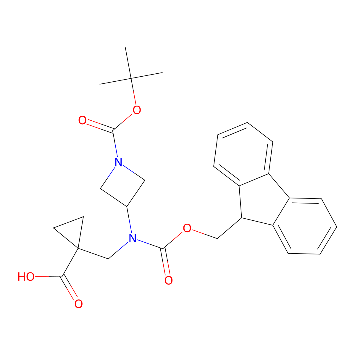 1-[({1-[(tert-butoxy)carbonyl]azetidin-3-yl}({[(9H-fluoren-9-yl)methoxy]carbonyl})amino)methyl]cyclopropane-1-carboxylic acid molecular structure, CAS 2138178-93-3