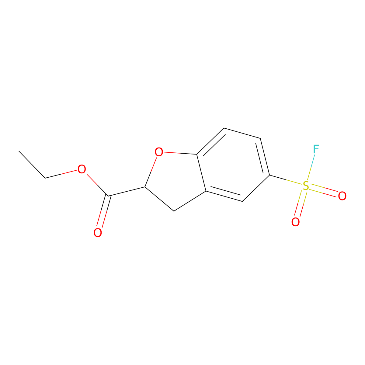 Ethyl 5-(fluorosulfonyl)-2,3-dihydro-1-benzofuran-2-carboxylate molecular structure, CAS 2138179-79-8