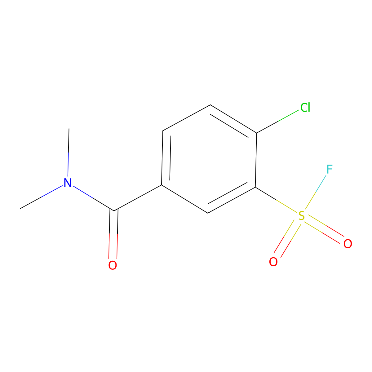 2-Chloro-5-(dimethylcarbamoyl)benzene-1-sulfonyl fluoride molecular structure, CAS 2138180-10-4