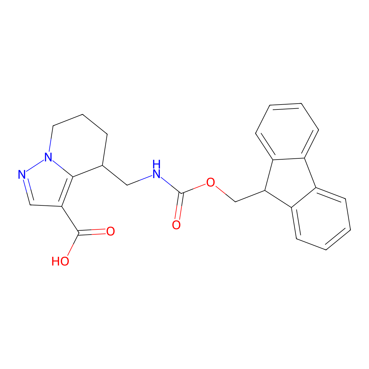4-[({[(9H-fluoren-9-yl)methoxy]carbonyl}amino)methyl]-4H,5H,6H,7H-pyrazolo[1,5-a]pyridine-3-carboxylic acid molecular structure, CAS 2138180-59-1
