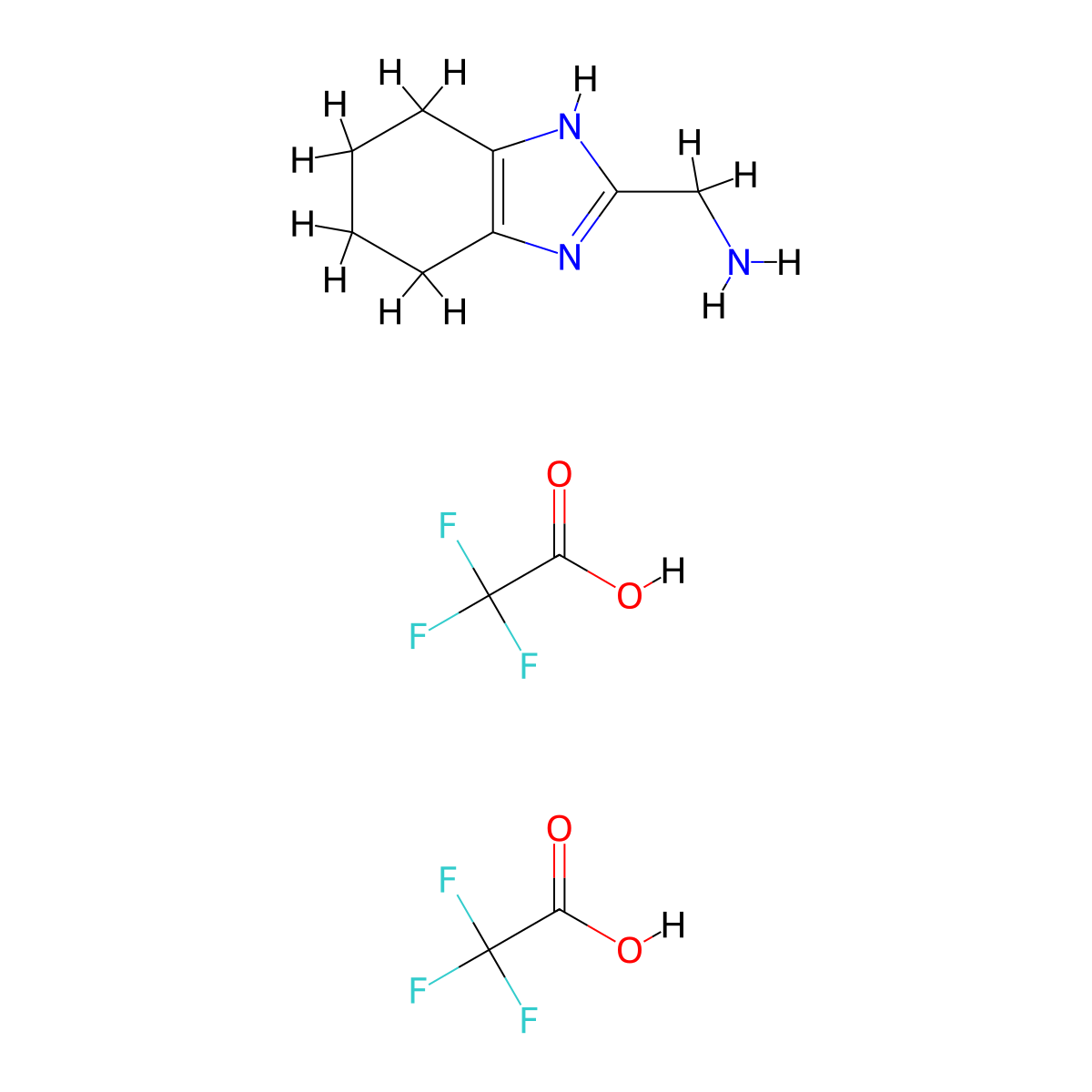 (4,5,6,7-tetrahydro-1H-1,3-benzodiazol-2-yl)methanamine, bis(trifluoroacetic acid) molecular structure, CAS 2138180-71-7