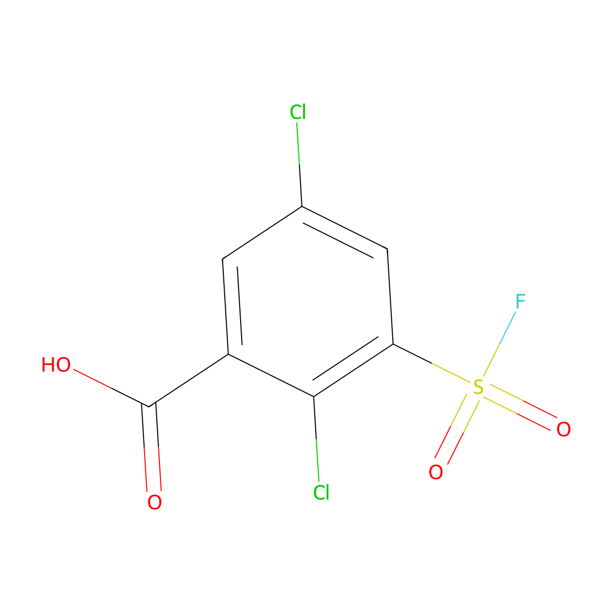 2,5-Dichloro-3-(fluorosulfonyl)benzoic acid molecular structure, CAS 2138181-24-3
