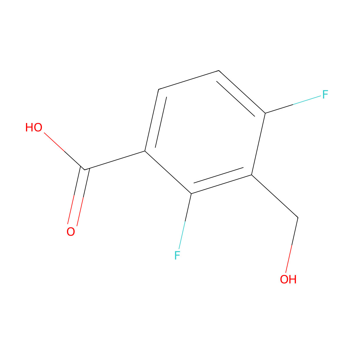 2,4-Difluoro-3-(hydroxymethyl)benzoic acid molecular structure, CAS 2138181-33-4