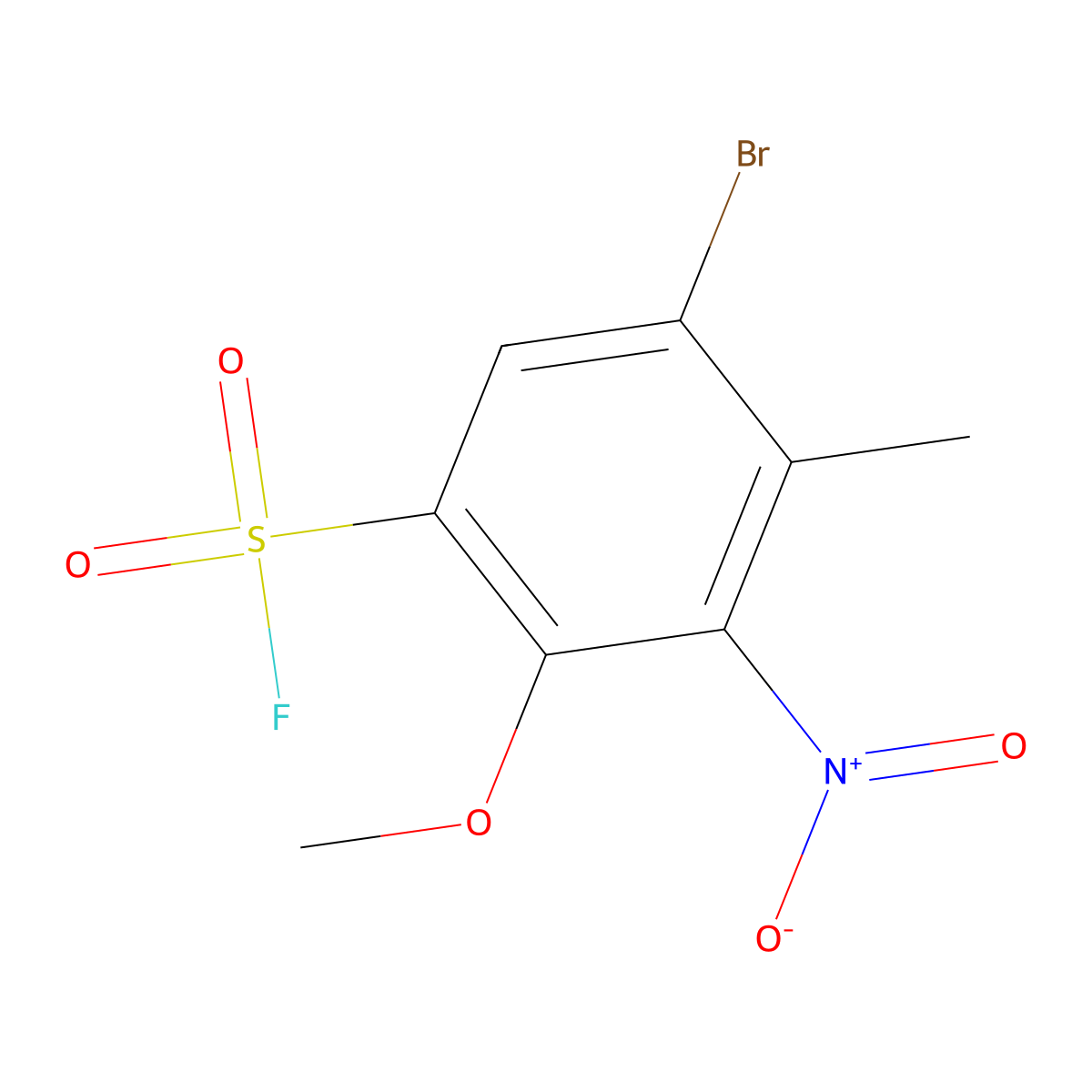 5-Bromo-2-methoxy-4-methyl-3-nitrobenzene-1-sulfonyl fluoride molecular structure, CAS 2138181-70-9