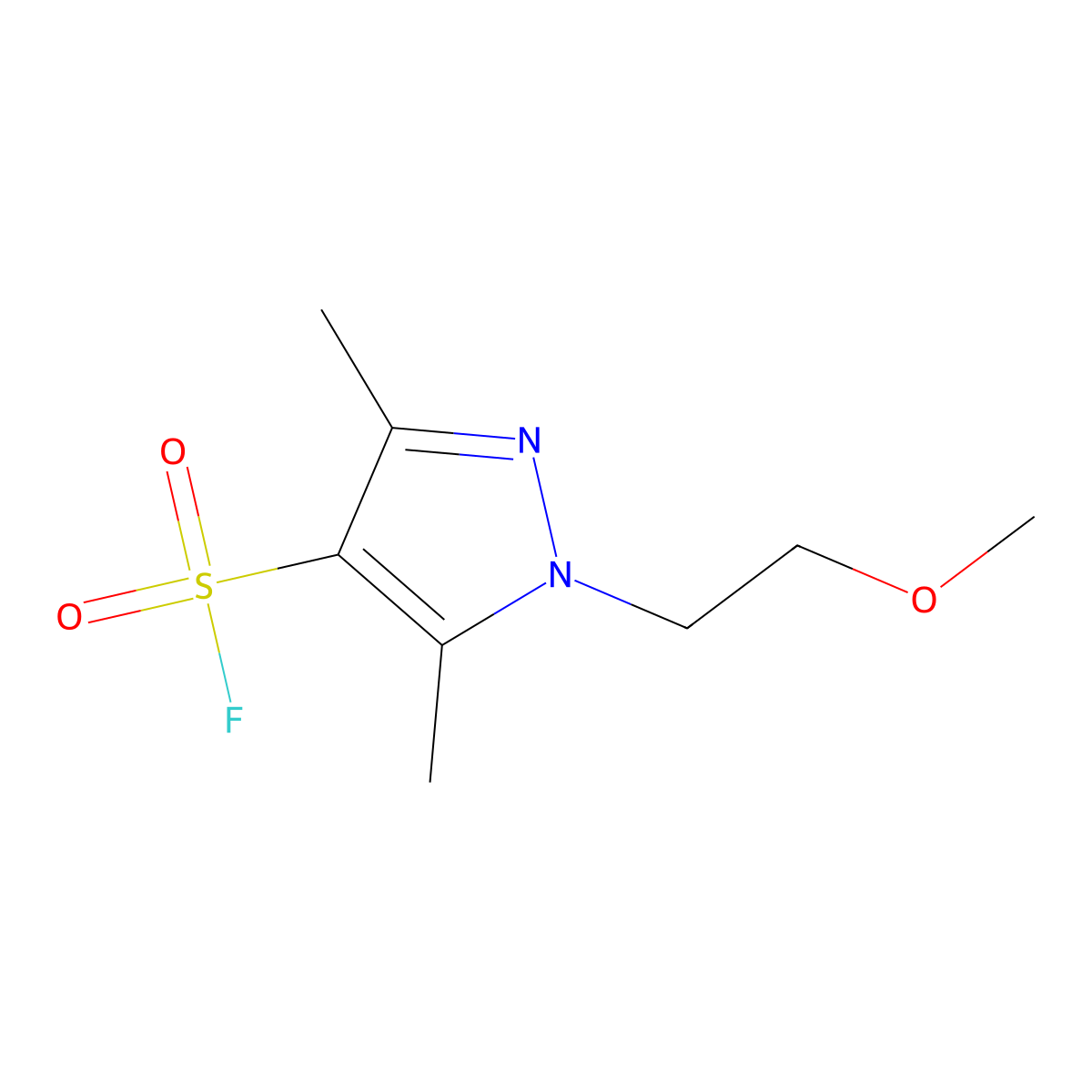 1-(2-methoxyethyl)-3,5-dimethyl-1H-pyrazole-4-sulfonyl fluoride molecular structure, CAS 2138183-19-2