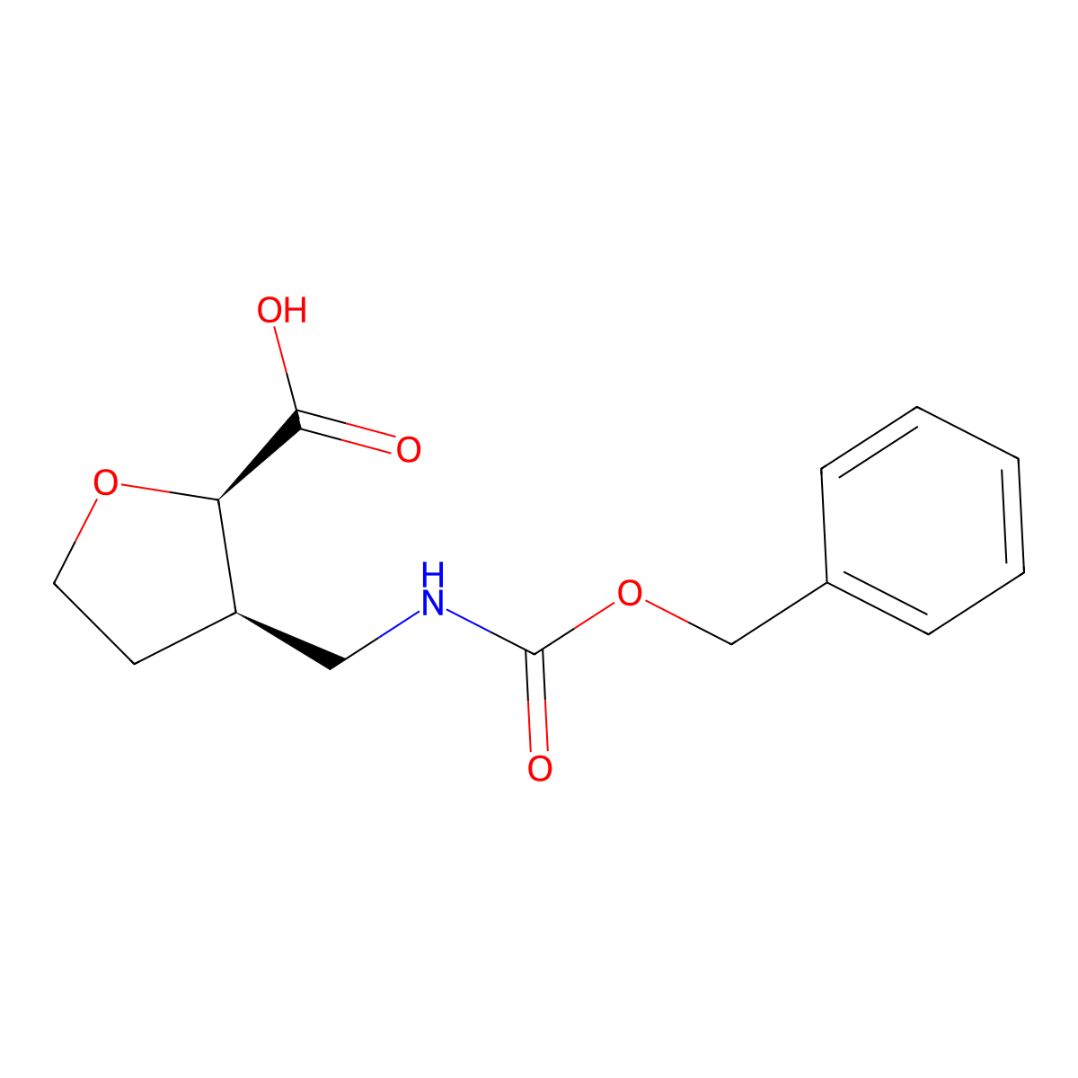 rac-(2R,3R)-3-({[(benzyloxy)carbonyl]amino}methyl)oxolane-2-carboxylic acid molecular structure, CAS 2138183-31-8