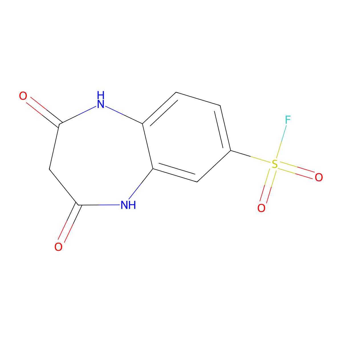2,4-dioxo-2,3,4,5-tetrahydro-1H-1,5-benzodiazepine-7-sulfonyl fluoride molecular structure, CAS 2138183-41-0