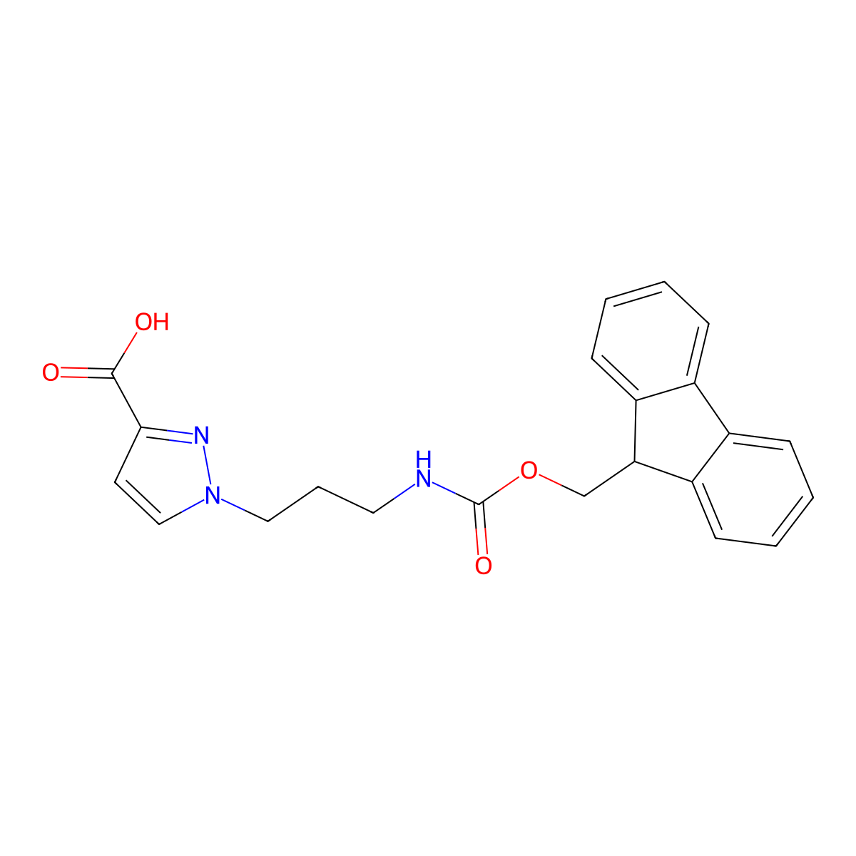1-[3-({[(9H-fluoren-9-yl)methoxy]carbonyl}amino)propyl]-1H-pyrazole-3-carboxylic acid molecular structure, CAS 2138183-72-7