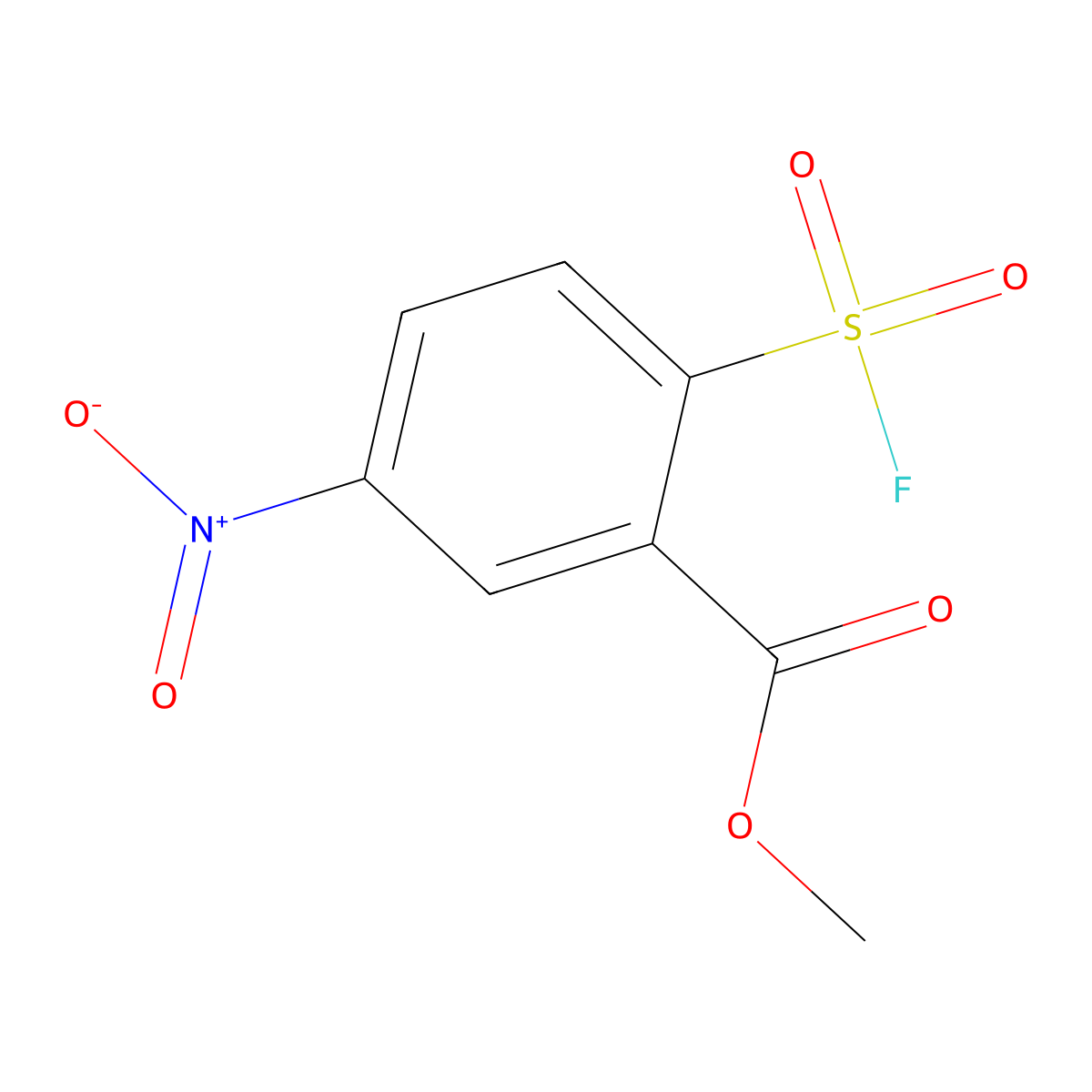 Methyl 2-(fluorosulfonyl)-5-nitrobenzoate molecular structure, CAS 2138183-85-2
