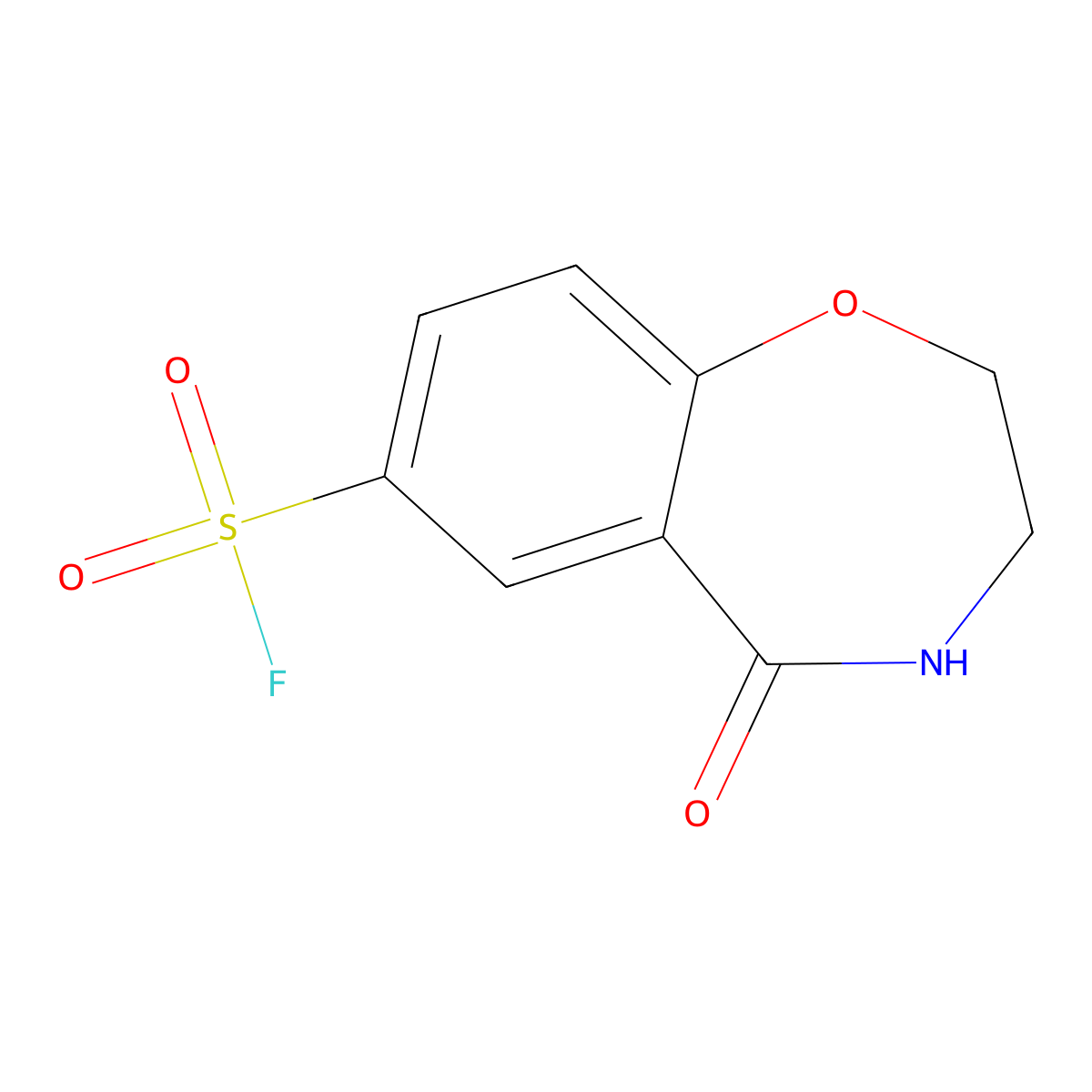 5-Oxo-2,3,4,5-tetrahydro-1,4-benzoxazepine-7-sulfonyl fluoride molecular structure, CAS 2138184-01-5
