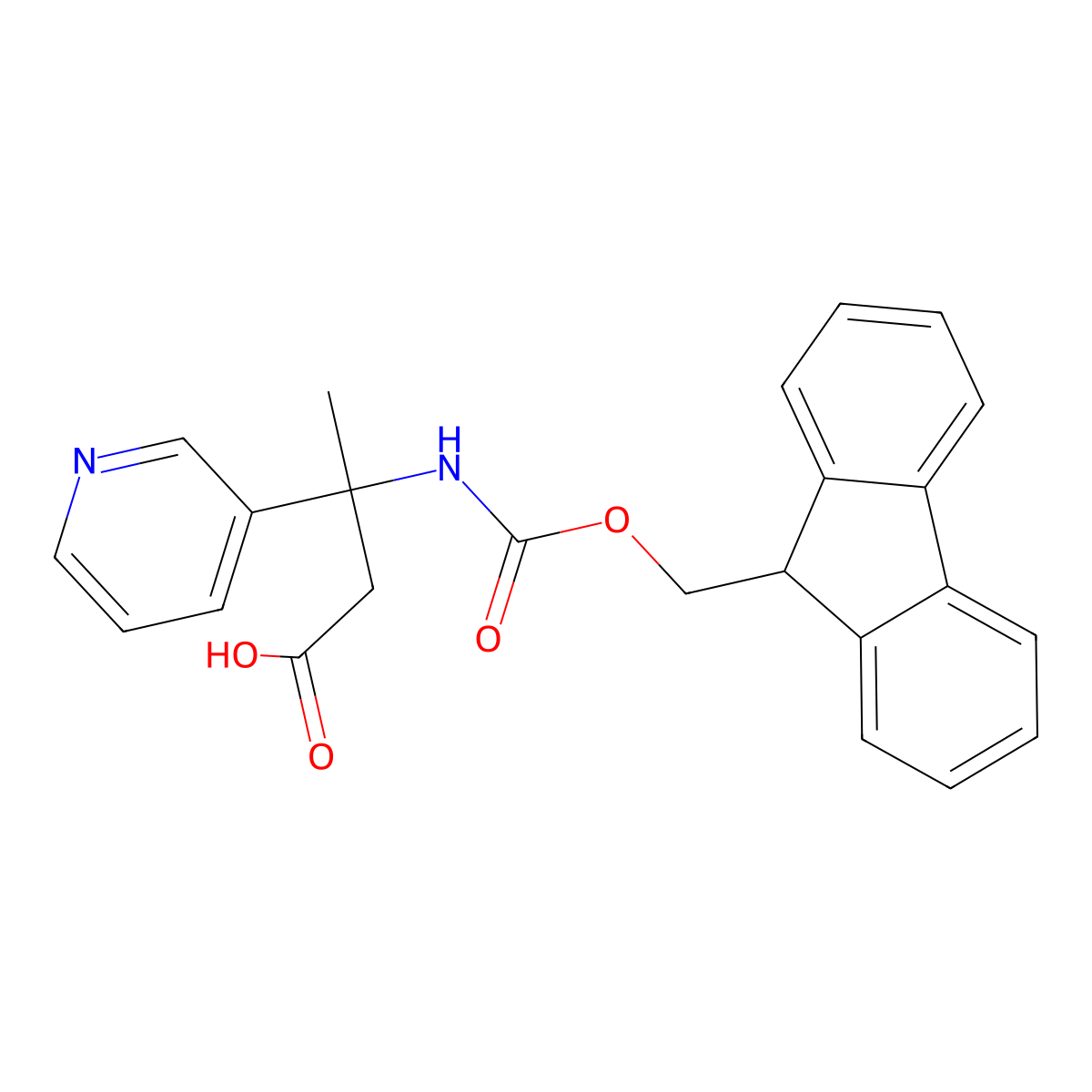3-({[(9H-fluoren-9-yl)methoxy]carbonyl}amino)-3-(pyridin-3-yl)butanoic acid molecular structure, CAS 2138184-90-2