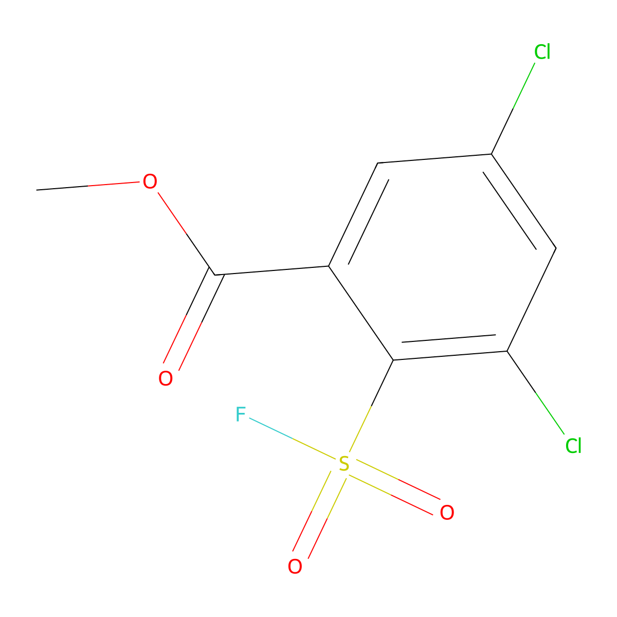 Methyl 3,5-dichloro-2-(fluorosulfonyl)benzoate molecular structure, CAS 2138184-91-3