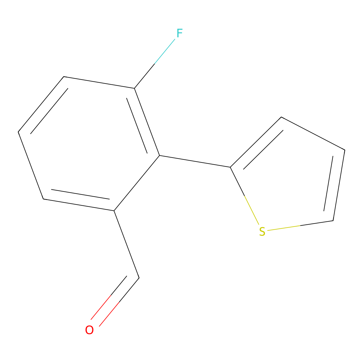 3-Fluoro-2-(thiophen-2-yl)benzaldehyde molecular structure, CAS 2138185-44-9