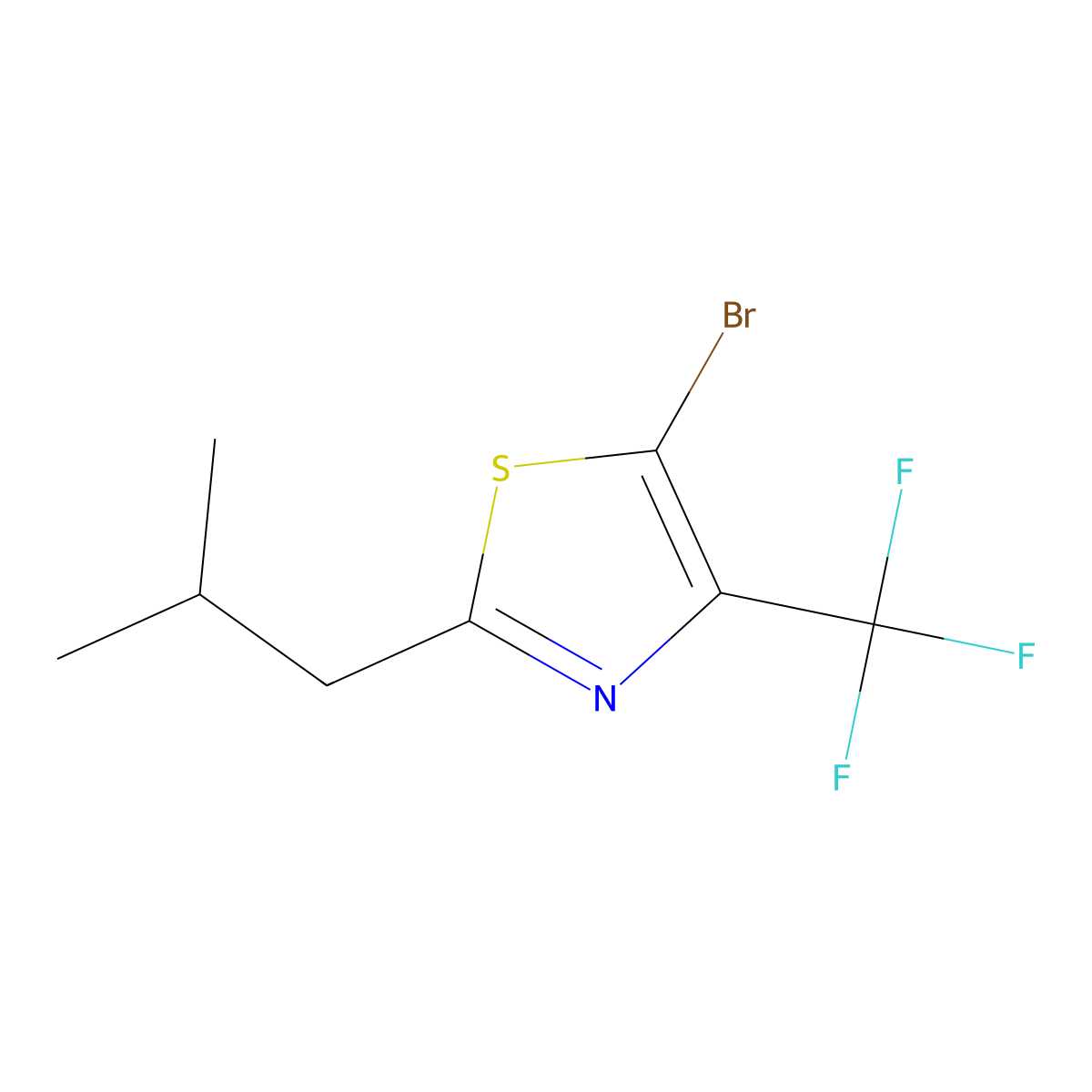 5-Bromo-2-(2-methylpropyl)-4-(trifluoromethyl)-1,3-thiazole molecular structure, CAS 2138185-55-2