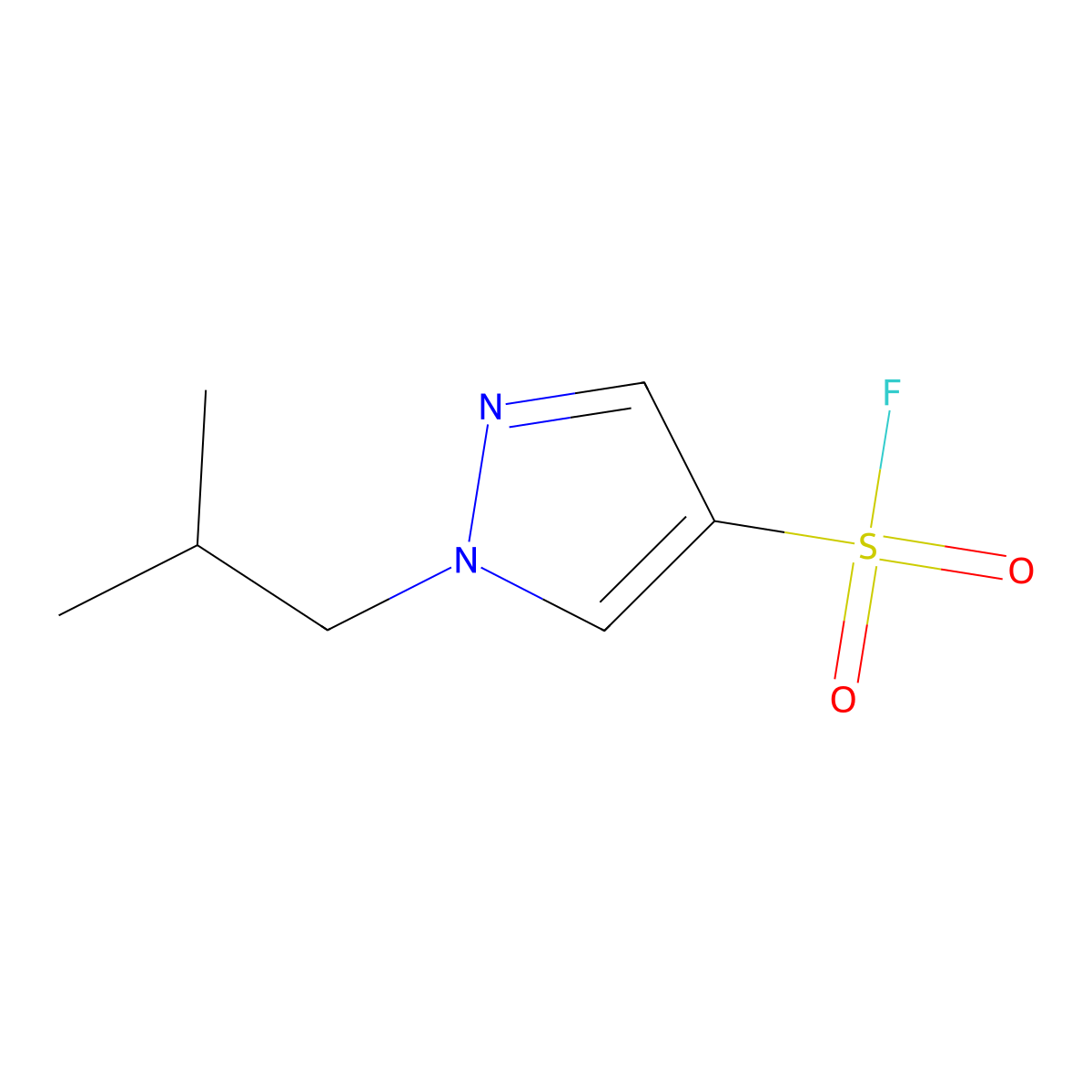 1-(2-methylpropyl)-1H-pyrazole-4-sulfonyl fluoride molecular structure, CAS 2138186-26-0