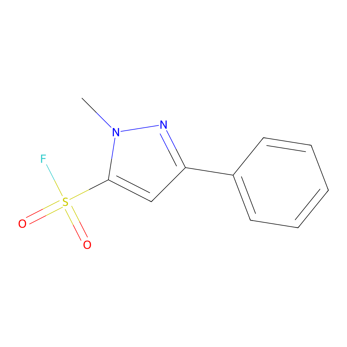1-methyl-3-phenyl-1H-pyrazole-5-sulfonyl fluoride molecular structure, CAS 2138186-31-7